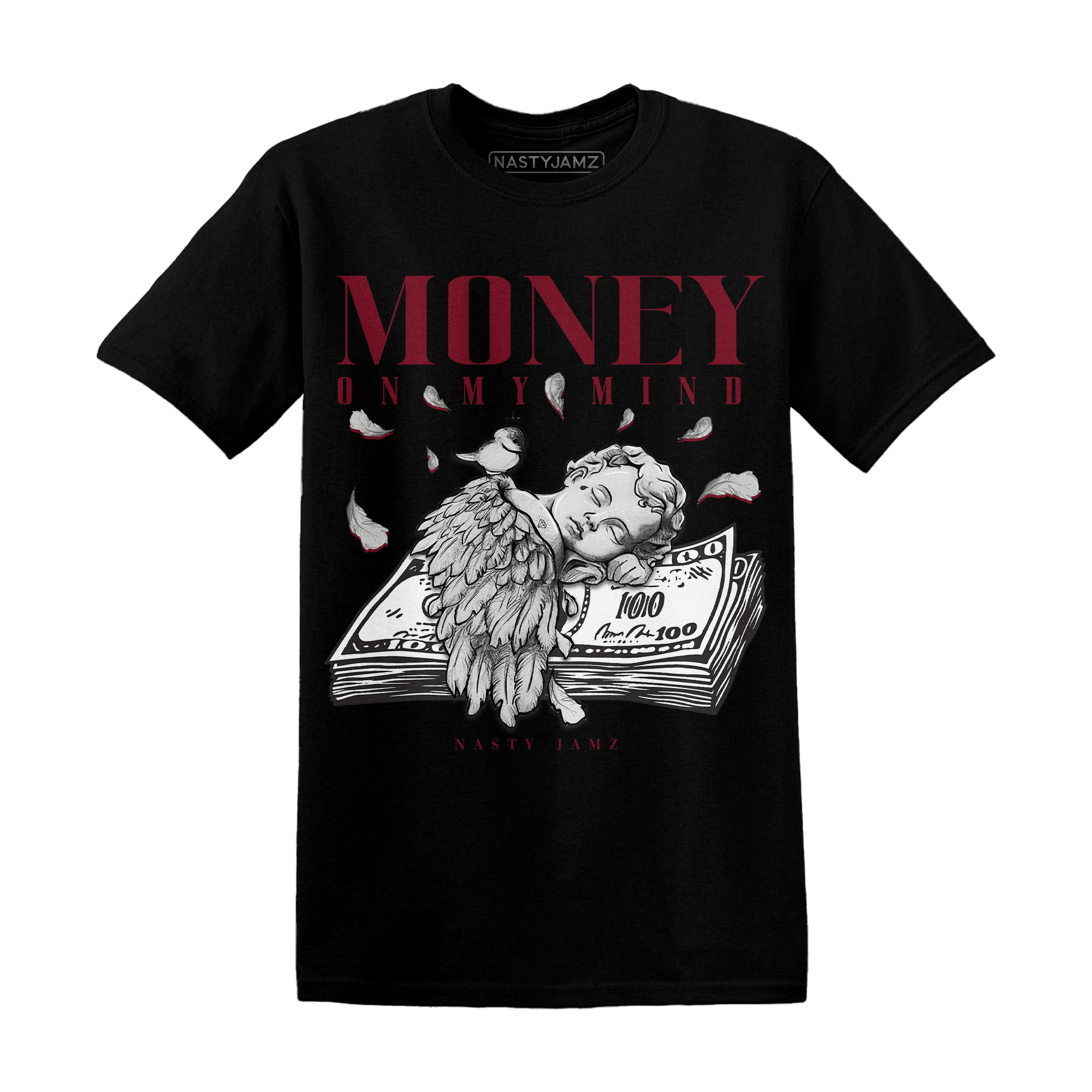 High White Team Red 1s T Shirt Money On My Mind Angel - NastyJamz