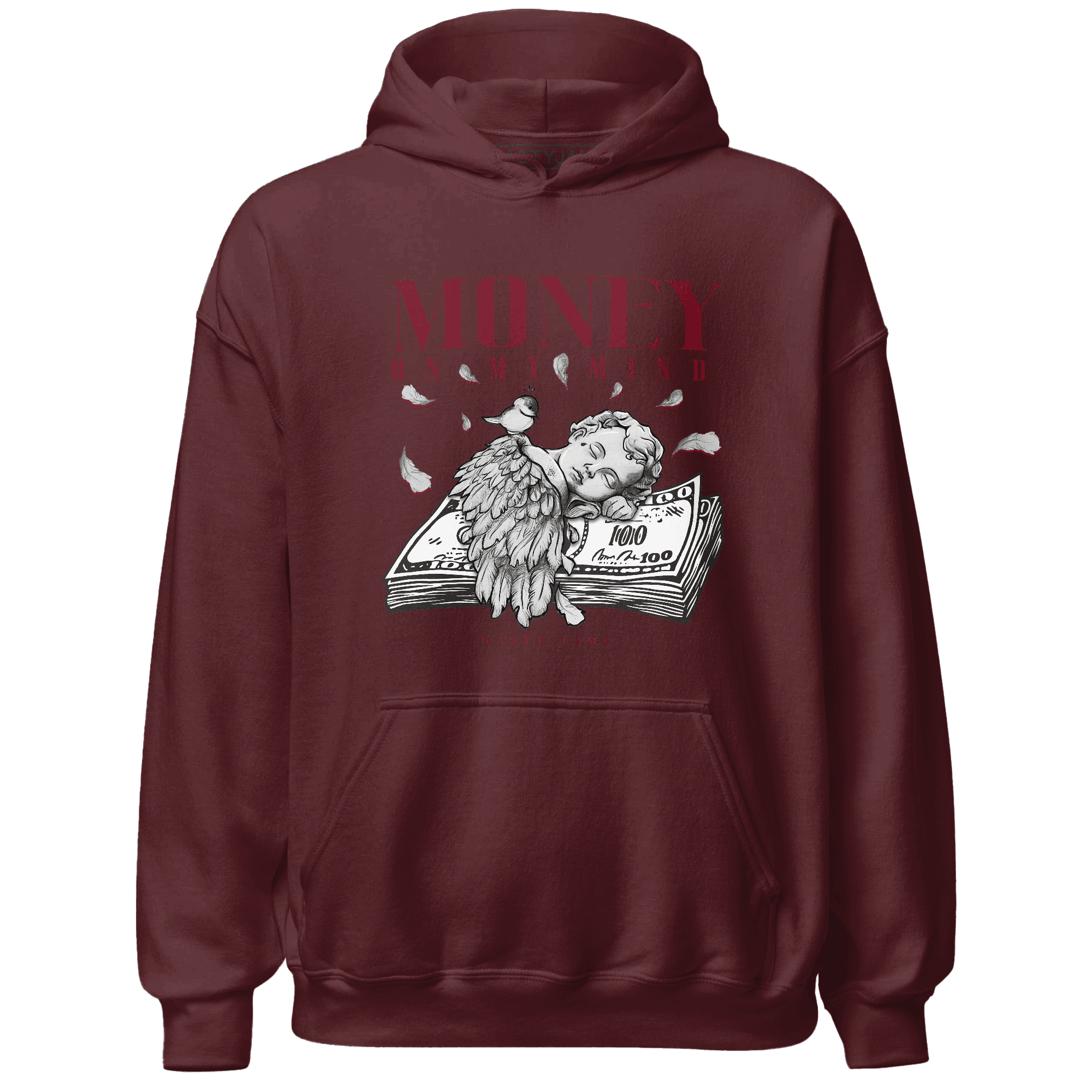 High White Team Red 1s Hoodie Match Money On My Mind Angel - NastyJamz