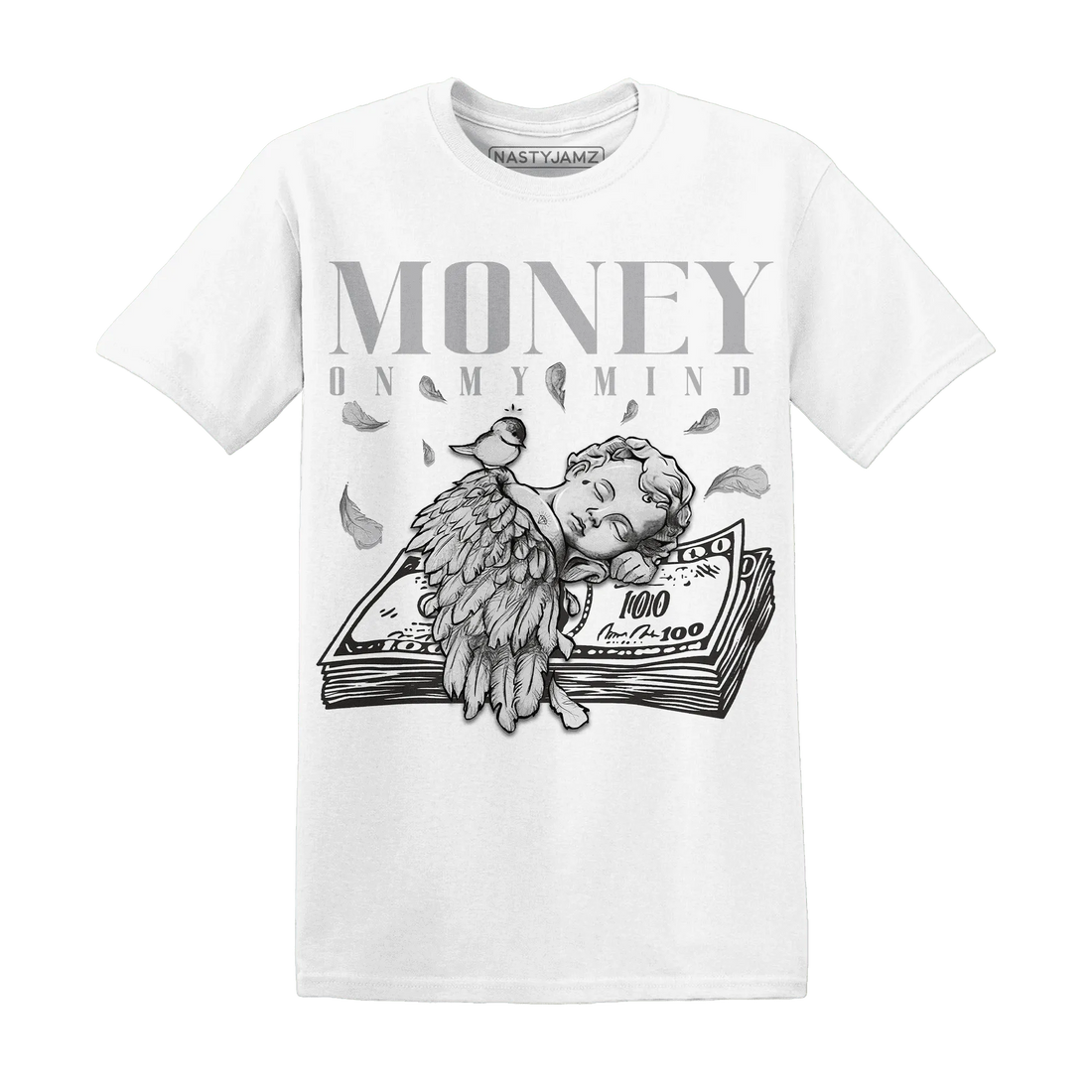 Wolf-Grey-1s-T-Shirt-Match-Money-On-My-Mind-Angel