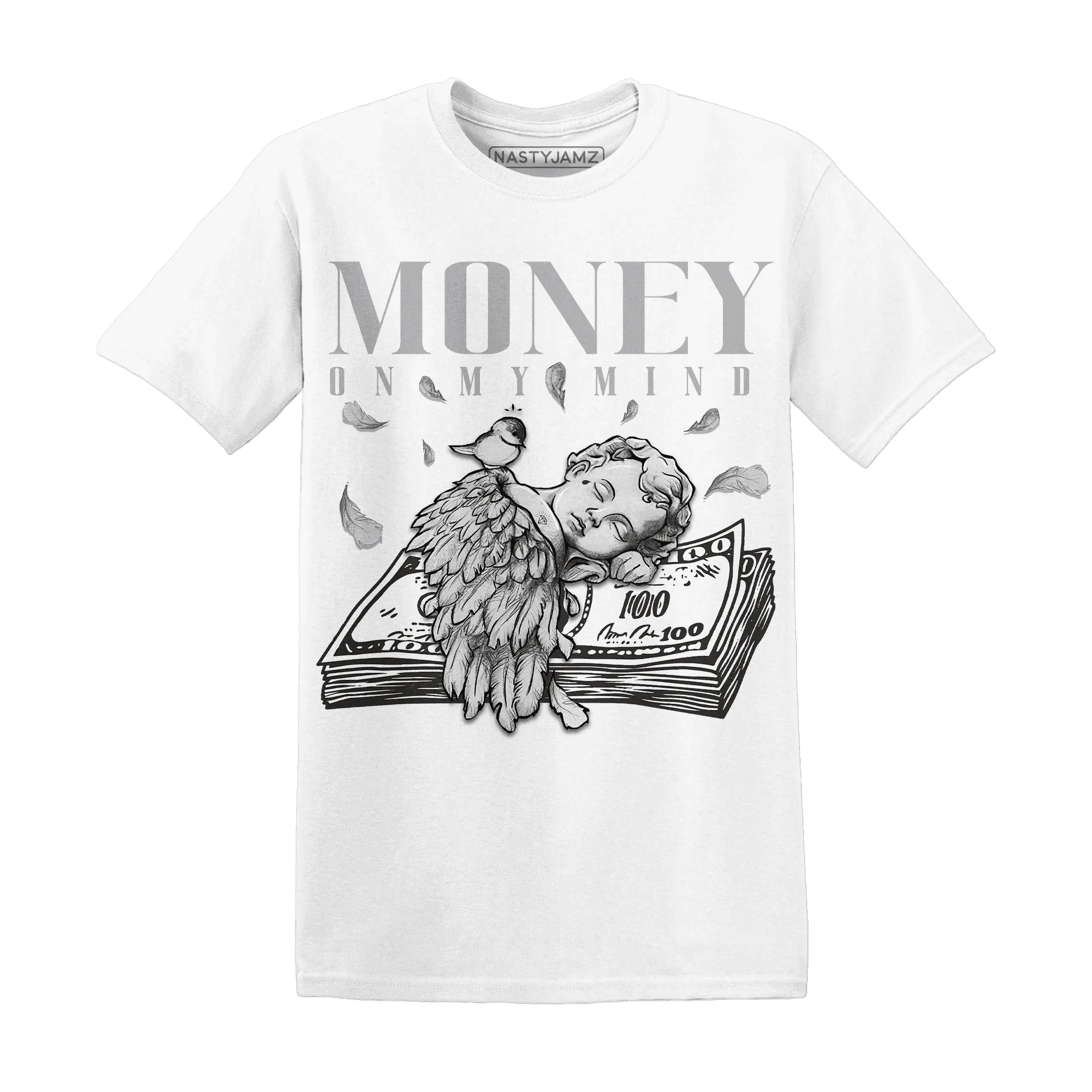 Wolf-Grey-1s-T-Shirt-Match-Money-On-My-Mind-Angel