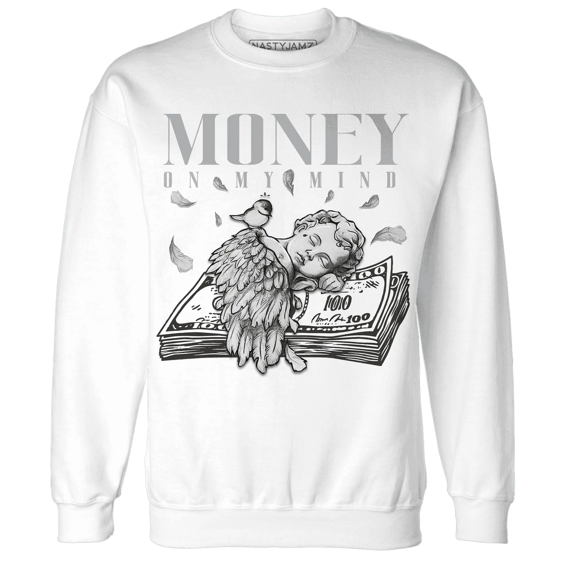 Wolf-Grey-1s-Sweatshirt-Match-Money-On-My-Mind-Angel