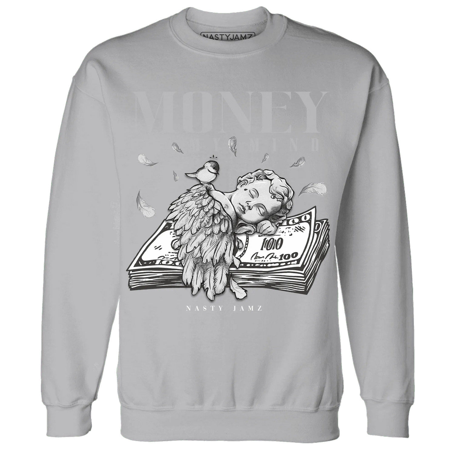 Wolf-Grey-1s-Sweatshirt-Match-Money-On-My-Mind-Angel
