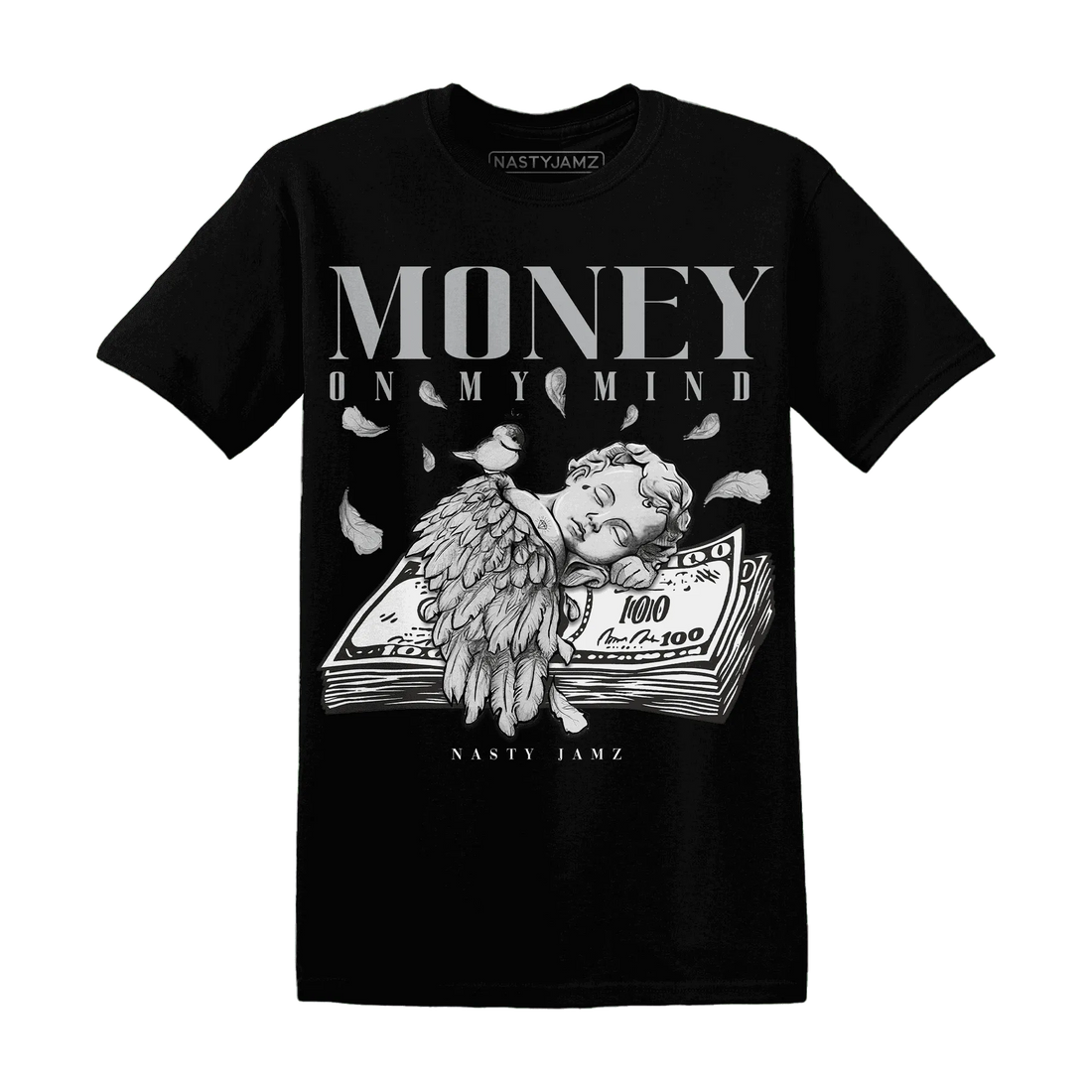 Wolf-Grey-1s-T-Shirt-Match-Money-On-My-Mind-Angel