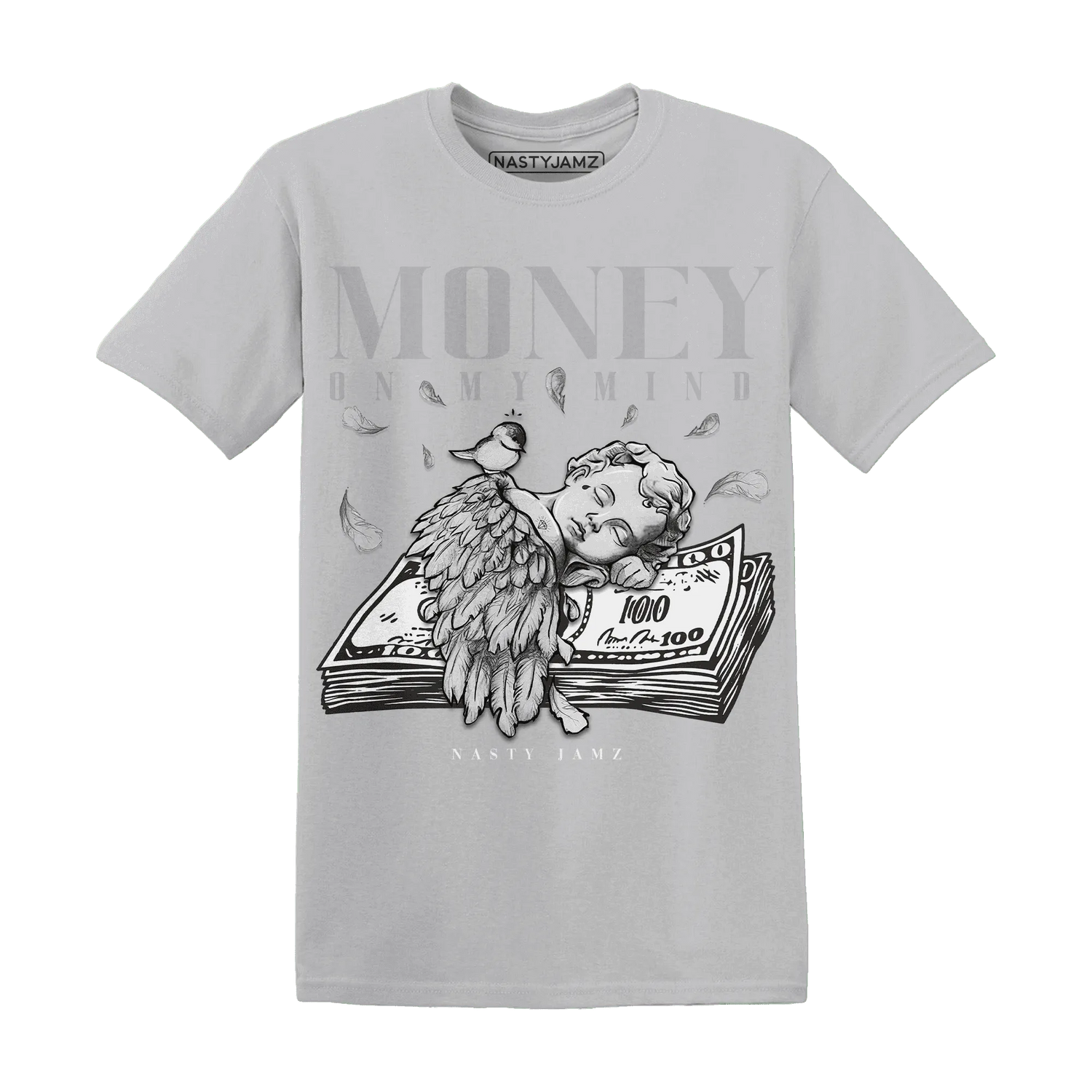 Wolf-Grey-1s-T-Shirt-Match-Money-On-My-Mind-Angel