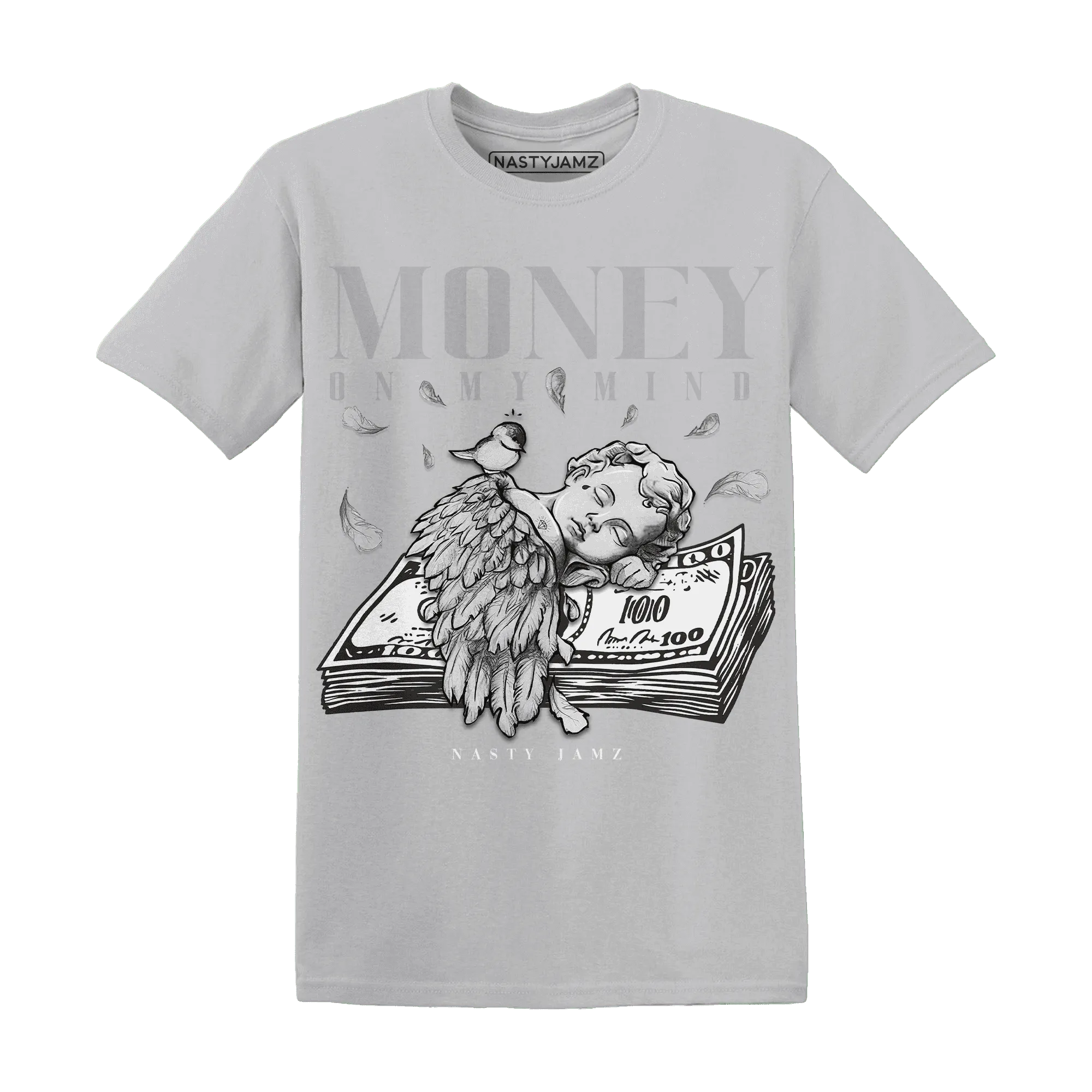 Wolf-Grey-1s-T-Shirt-Match-Money-On-My-Mind-Angel