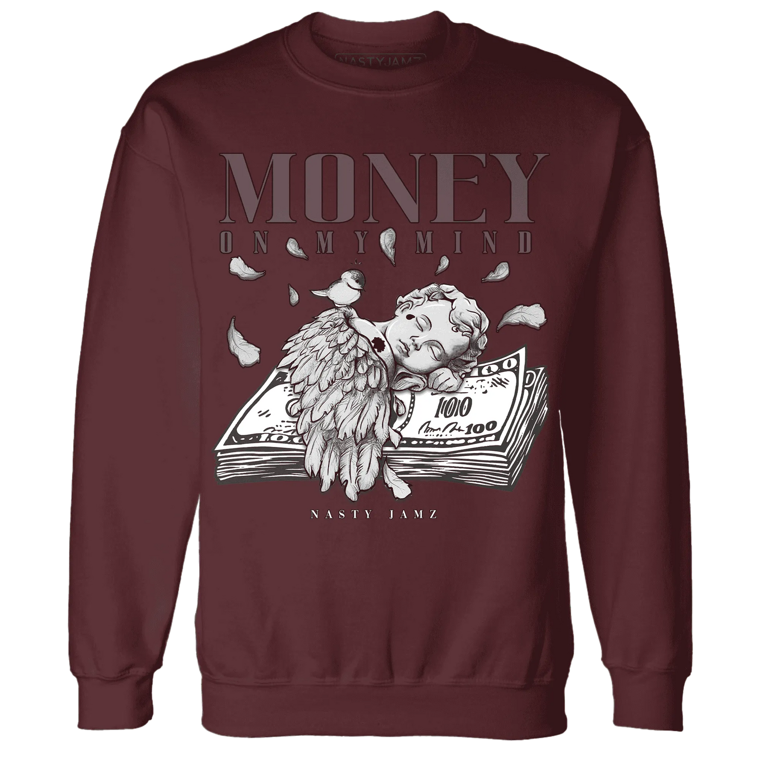 Burgundy-Crush-3s-NastyJamz-Sweatshirt-Match-Money-On-My-Mind-Angel