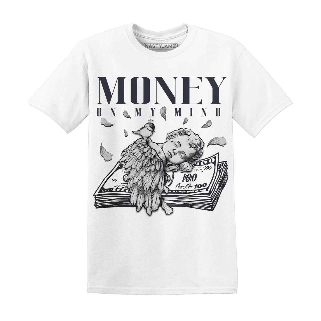 White-Navy-6s-T-Shirt-Match-Money-On-My-Mind-Angel