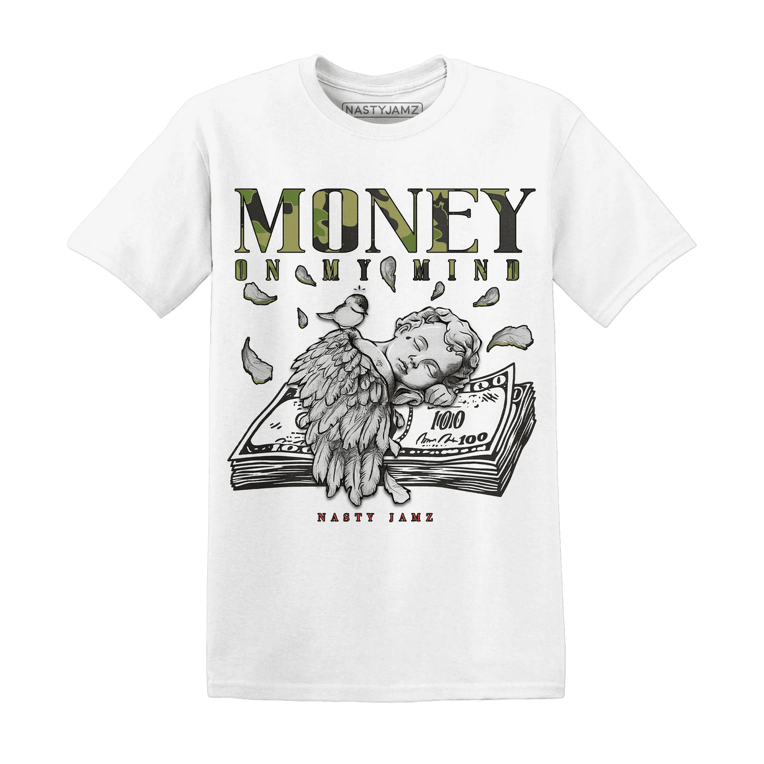 AM-90-Dark-Sage-Solar-Red-T-Shirt-Match-Money-On-My-Mind-Angel
