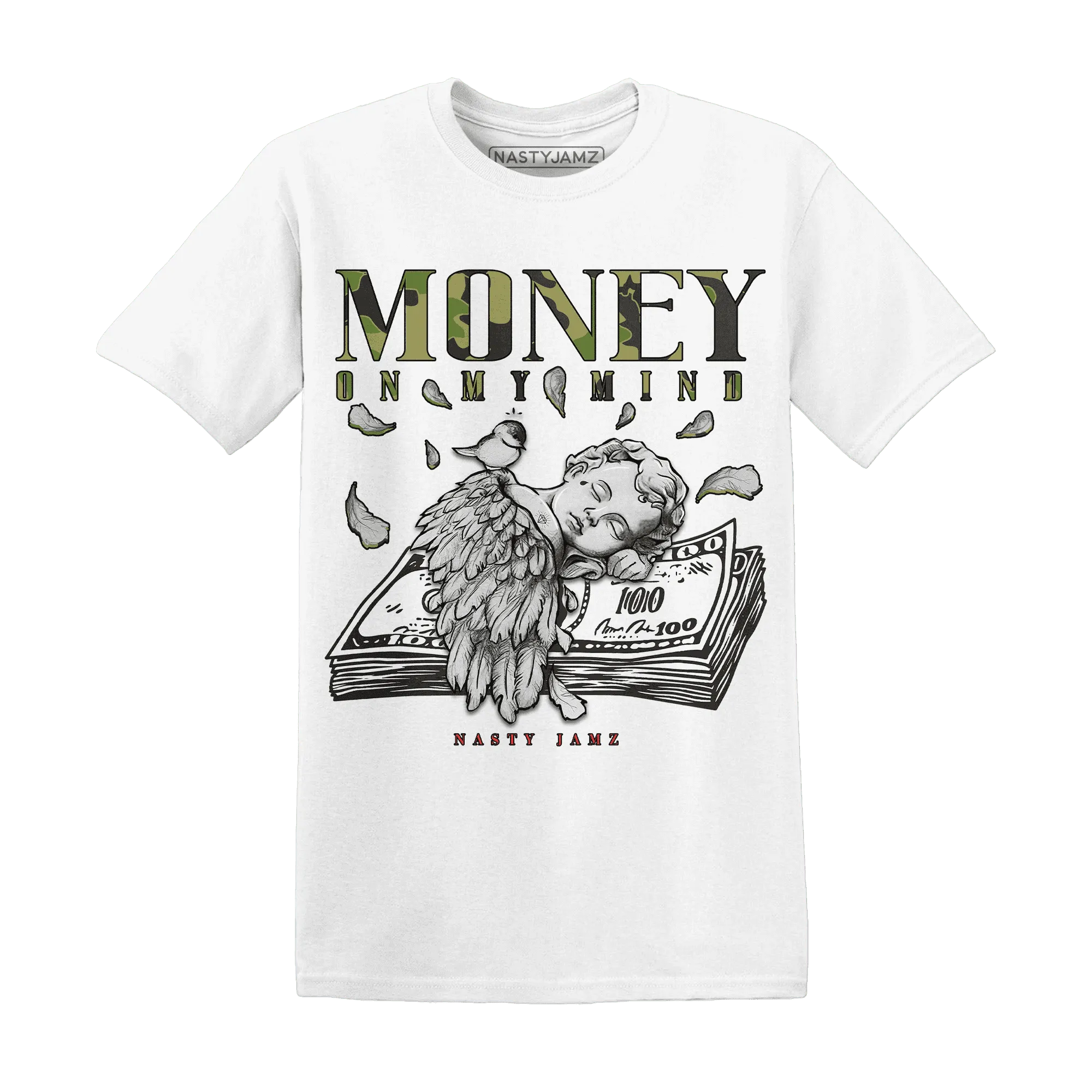 AM-90-Dark-Sage-Solar-Red-T-Shirt-Match-Money-On-My-Mind-Angel