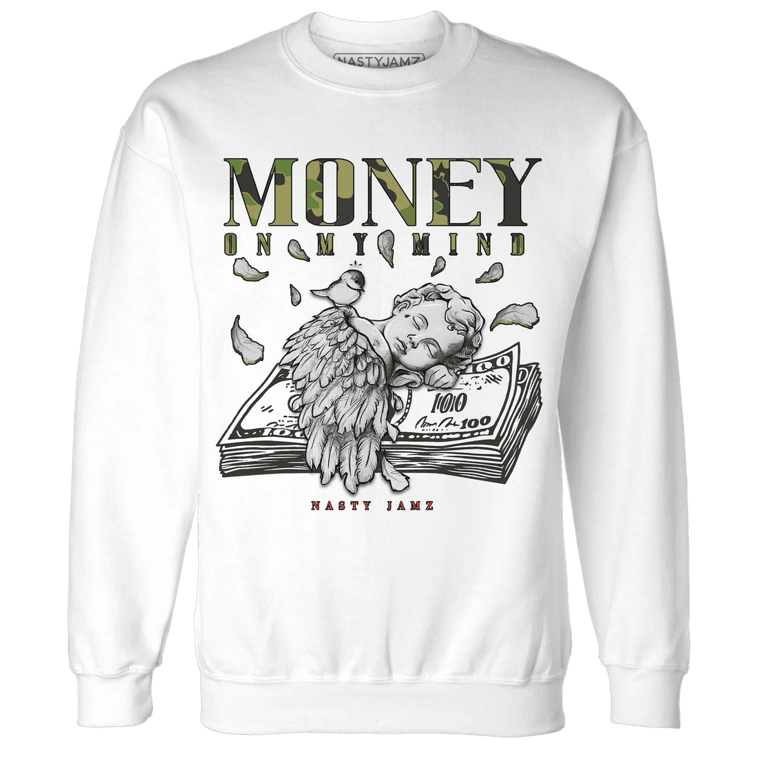 AM-90-Dark-Sage-Solar-Red-Sweatshirt-Match-Money-On-My-Mind-Angel