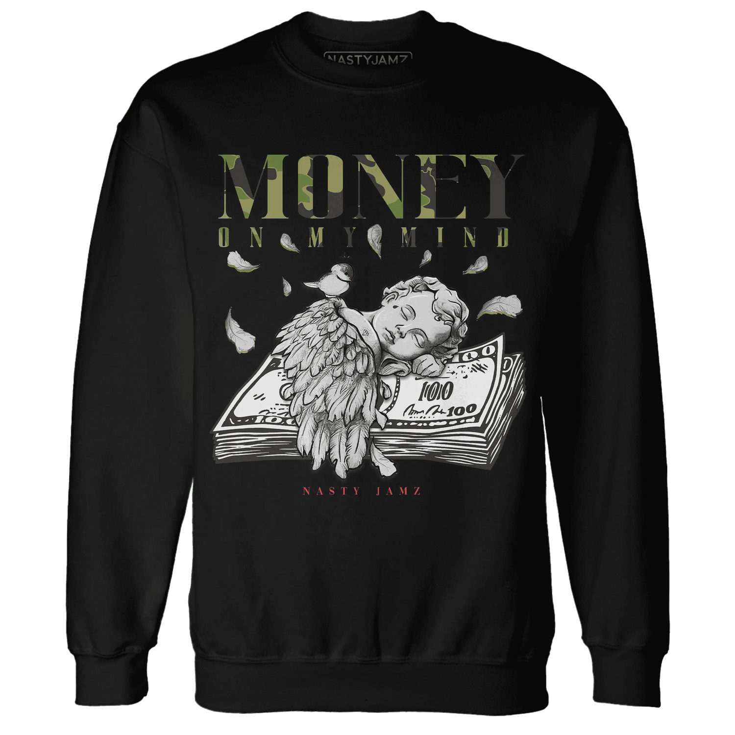 AM-90-Dark-Sage-Solar-Red-Sweatshirt-Match-Money-On-My-Mind-Angel