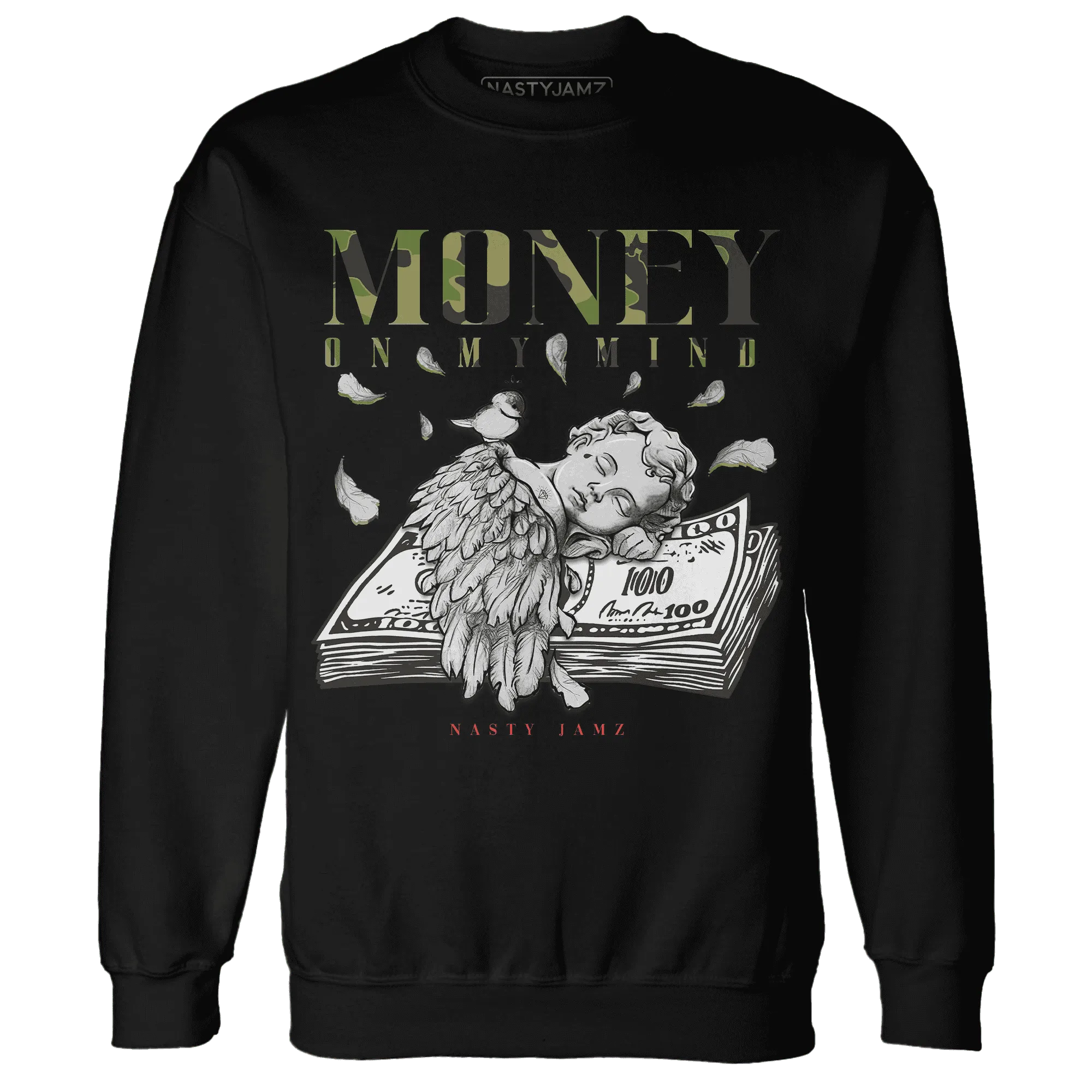 AM-90-Dark-Sage-Solar-Red-Sweatshirt-Match-Money-On-My-Mind-Angel