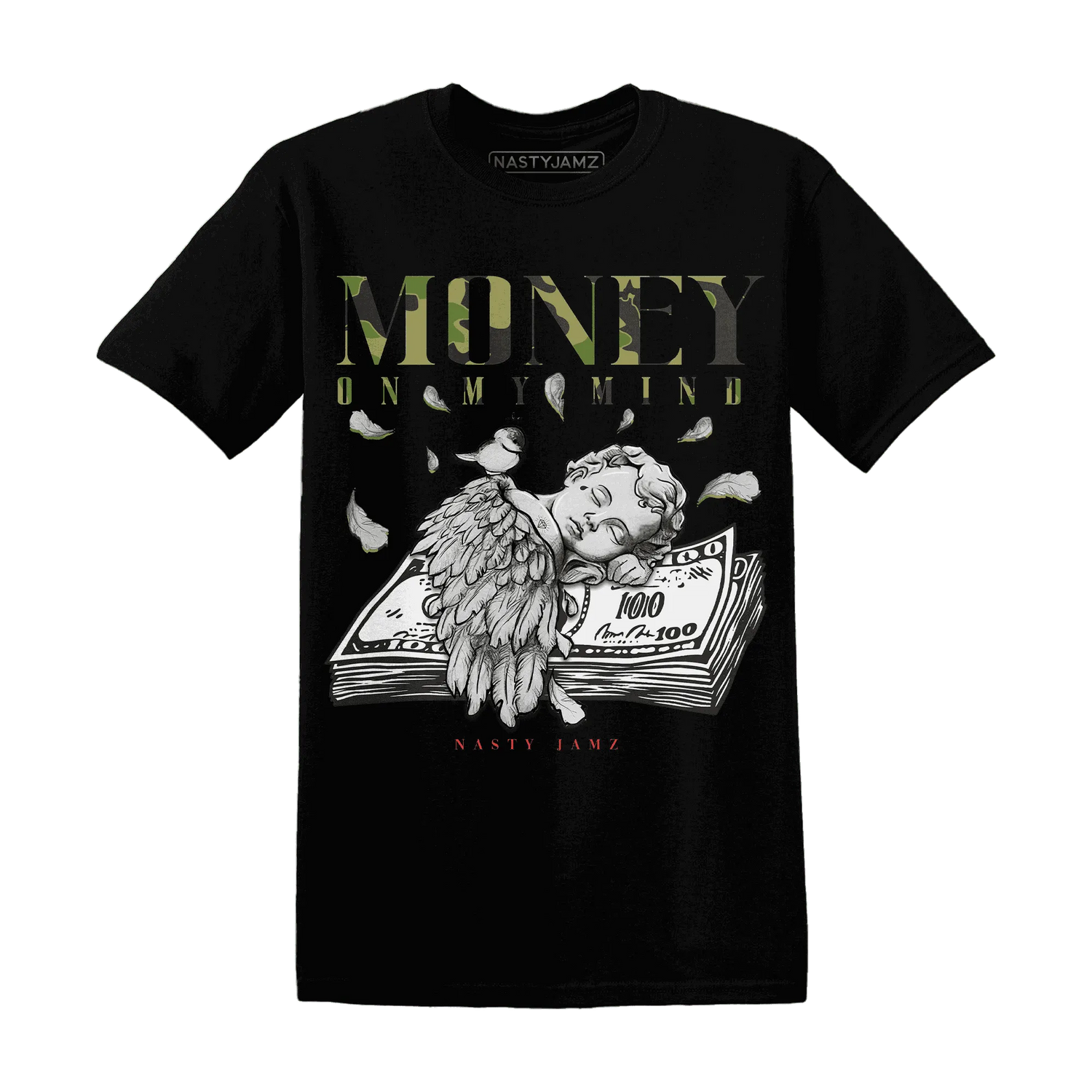 AM-90-Dark-Sage-Solar-Red-T-Shirt-Match-Money-On-My-Mind-Angel