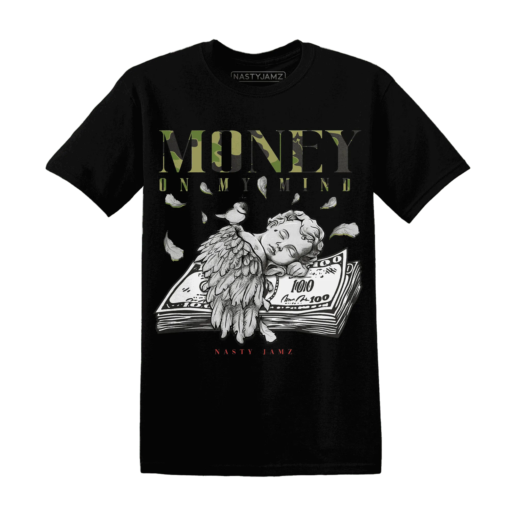 AM-90-Dark-Sage-Solar-Red-T-Shirt-Match-Money-On-My-Mind-Angel