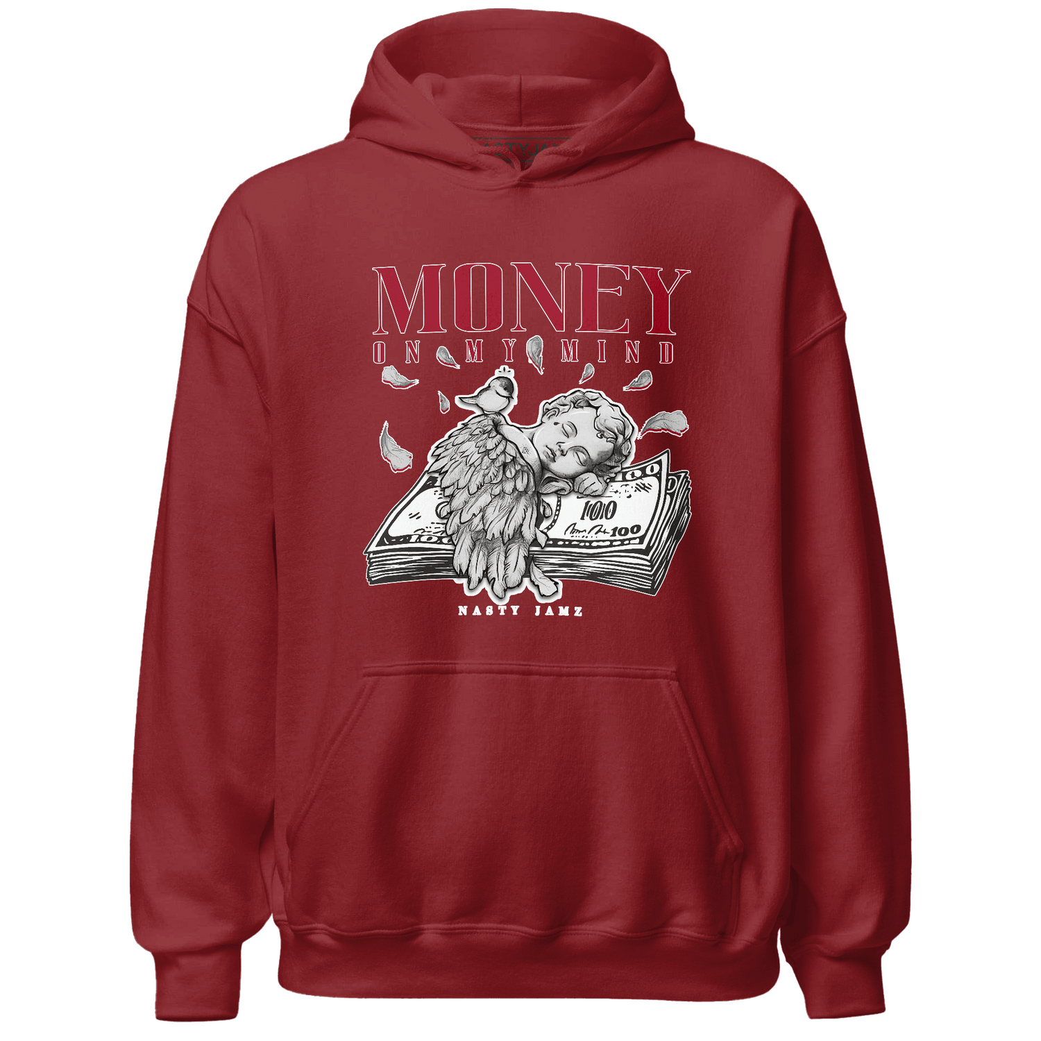Retro Red Taxi 12s Hoodie Match Money On My Mind Angel - NastyJamz