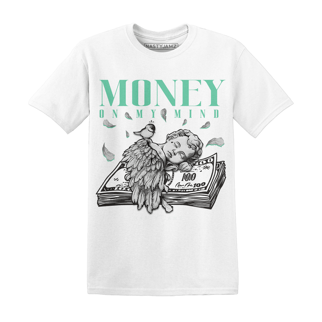 High OG Green Glow 1s T Shirt Money On My Mind Angel - NastyJamz