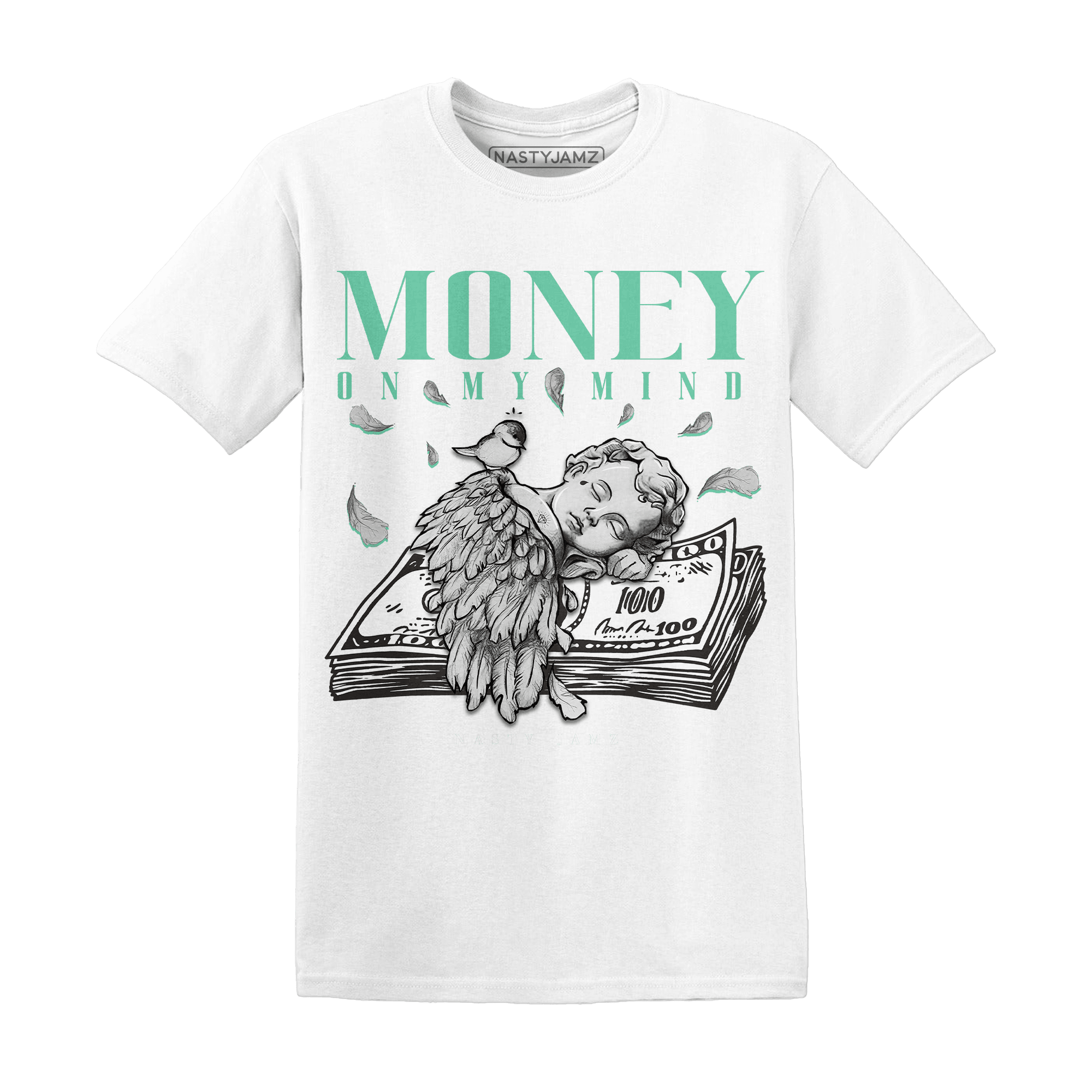 High OG Green Glow 1s T Shirt Money On My Mind Angel - NastyJamz