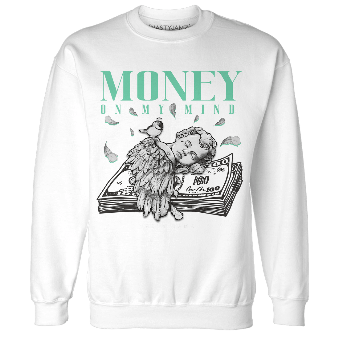 High OG Green Glow 1s Sweatshirt Match Money On My Mind Angel - NastyJamz