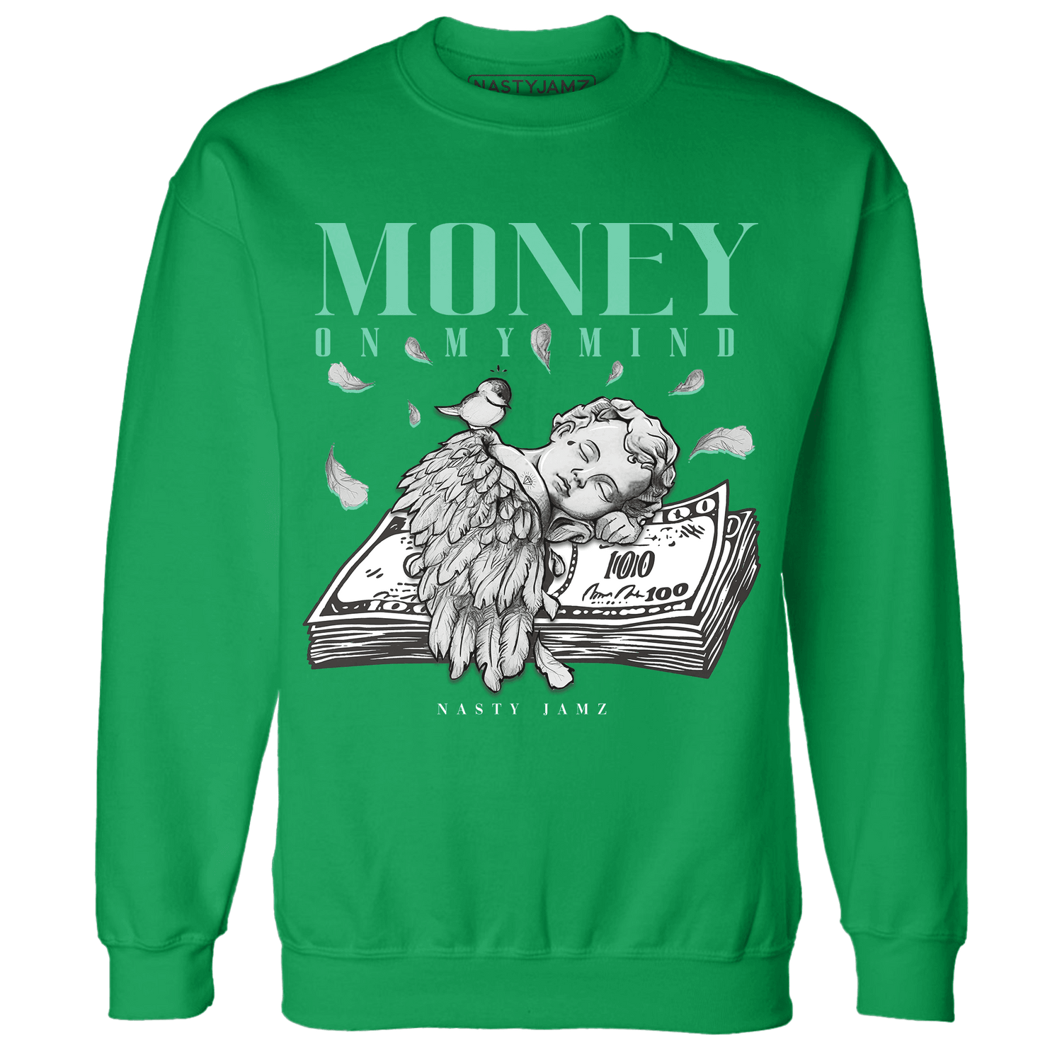 High OG Green Glow 1s Sweatshirt Match Money On My Mind Angel - NastyJamz