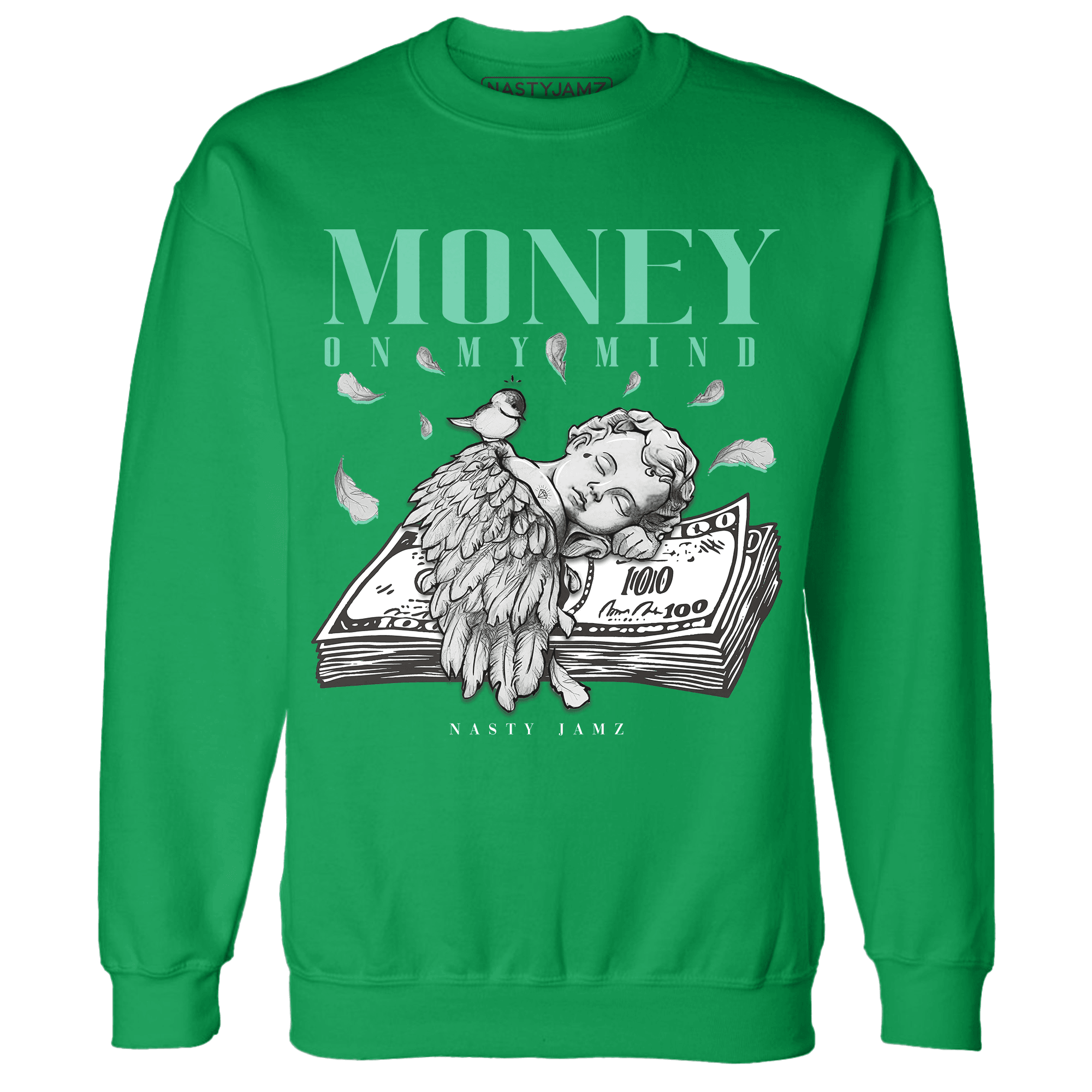 High OG Green Glow 1s Sweatshirt Match Money On My Mind Angel - NastyJamz
