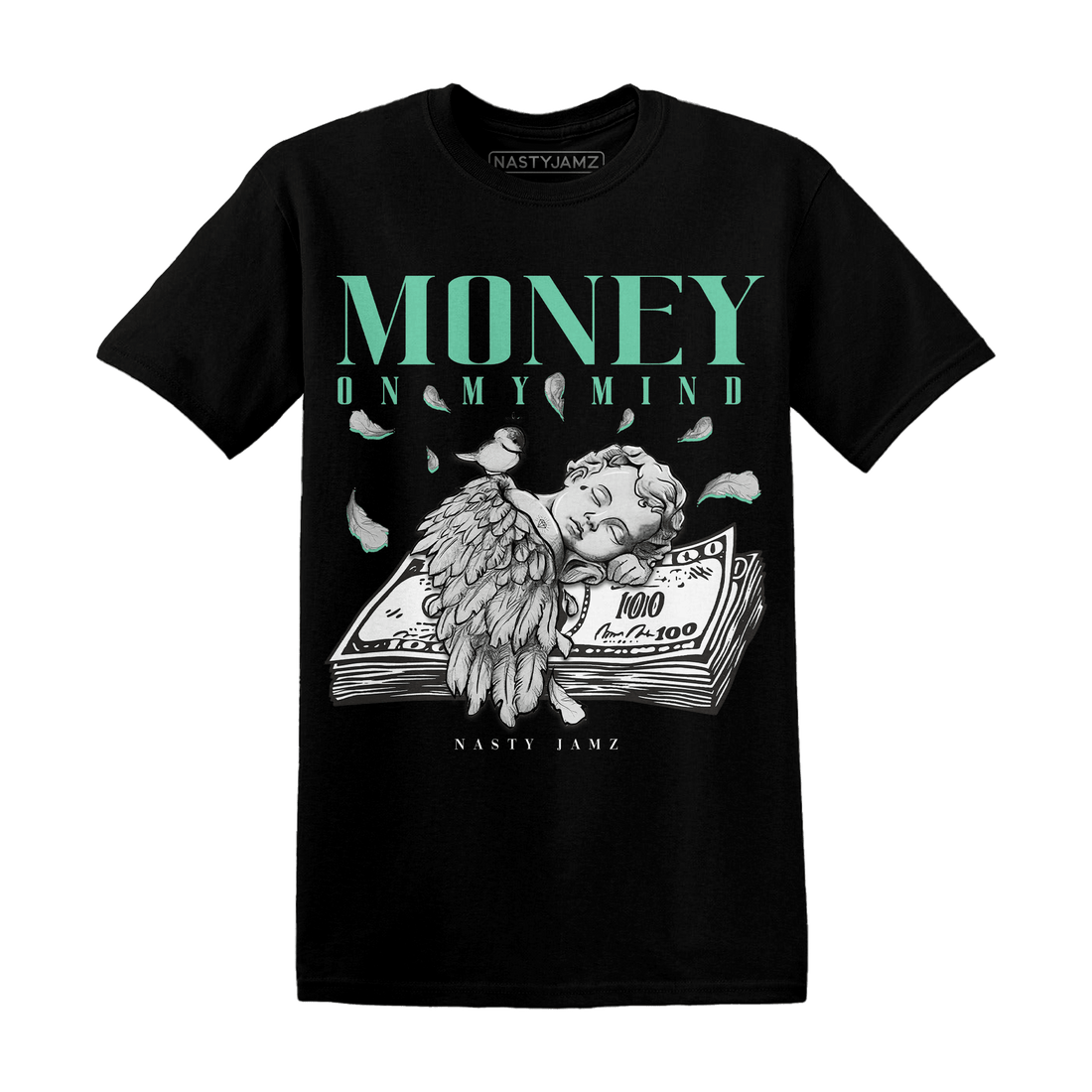 High OG Green Glow 1s T Shirt Money On My Mind Angel - NastyJamz