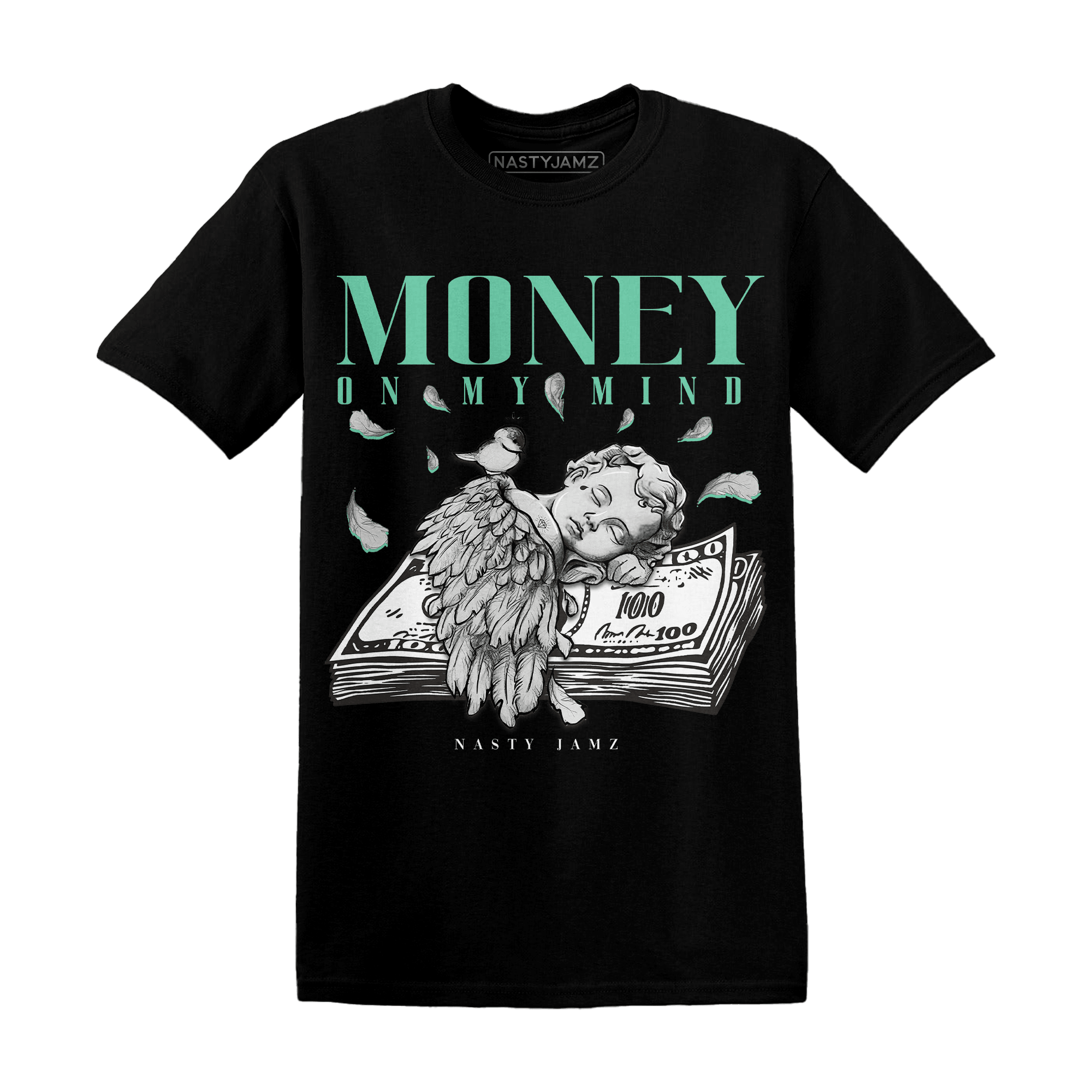 High OG Green Glow 1s T Shirt Money On My Mind Angel - NastyJamz