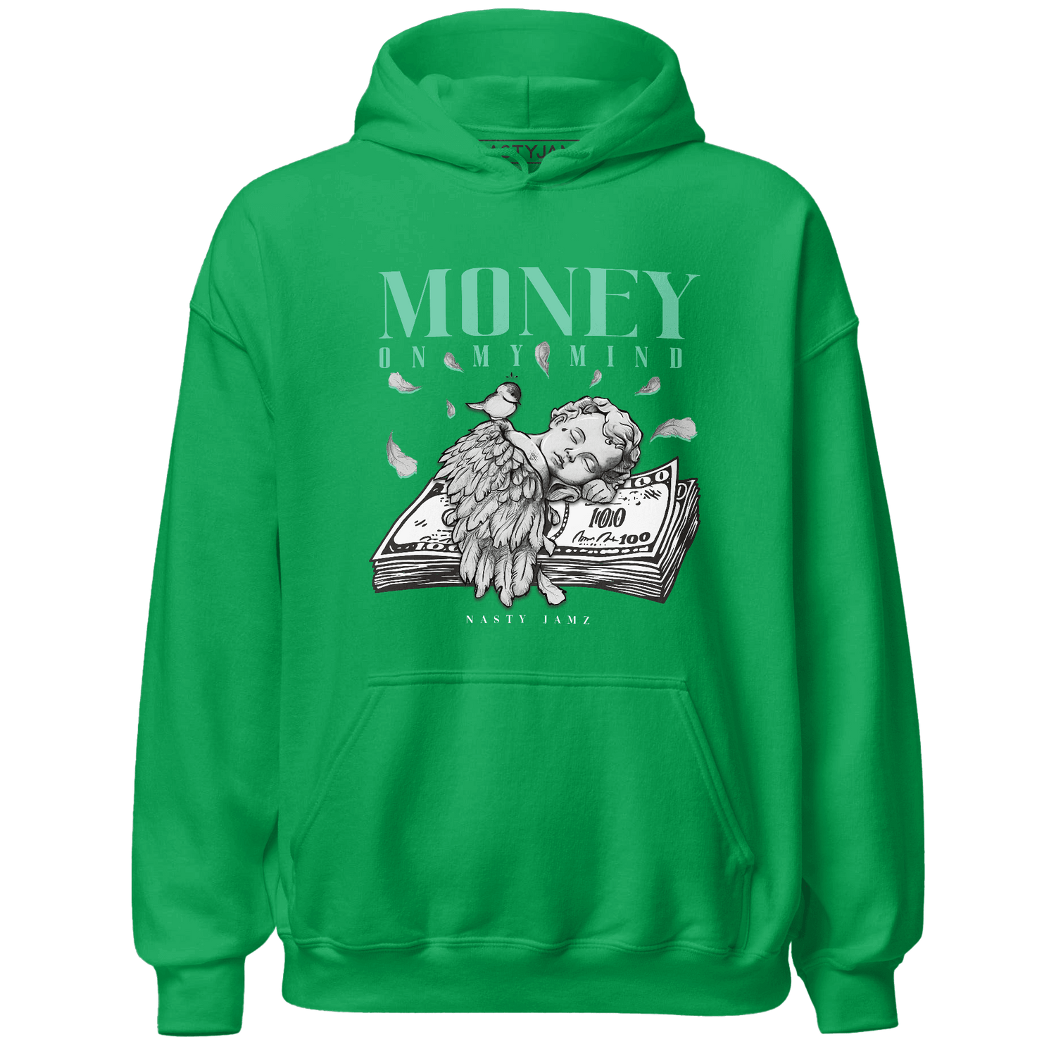 High OG Green Glow 1s Hoodie Match Money On My Mind Angel - NastyJamz