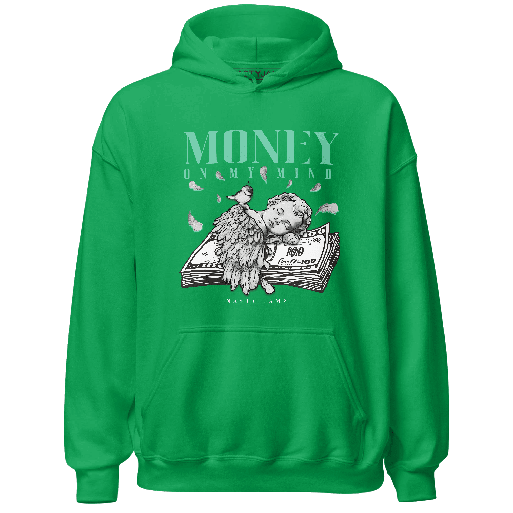 High OG Green Glow 1s Hoodie Match Money On My Mind Angel - NastyJamz