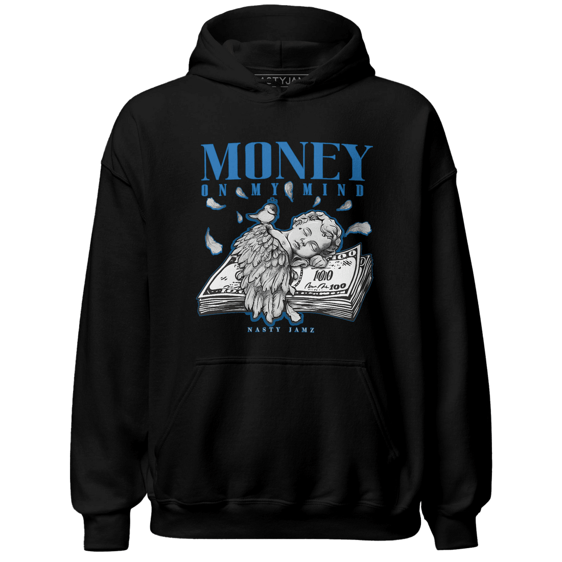Industrial Blue 4s Hoodie Match Money On My Mind Angel - NastyJamz