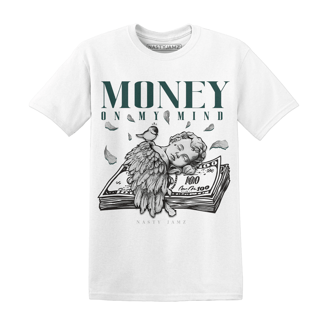 Oxidized Green 4s T Shirt Money On My Mind Angel - NastyJamz