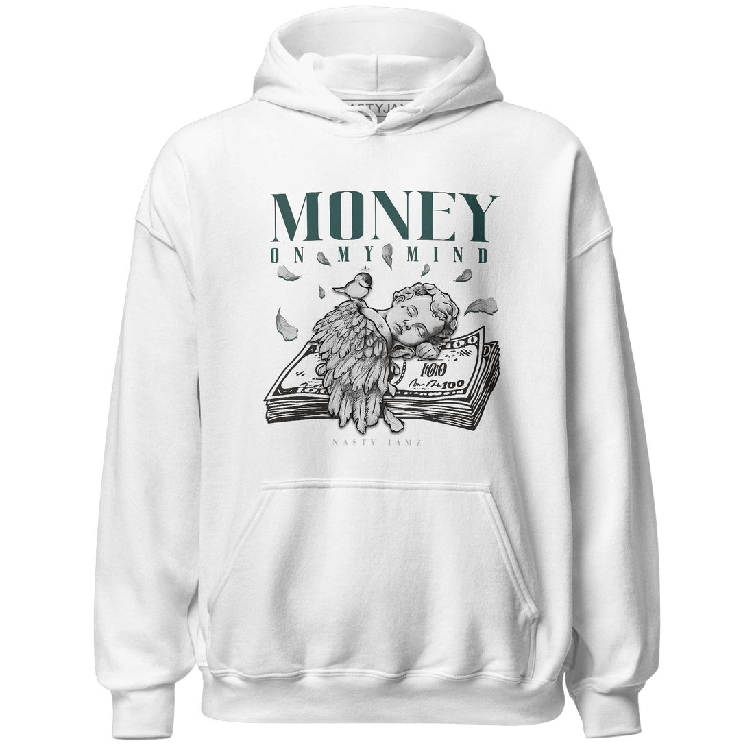 Oxidized Green 4s Hoodie Match Money On My Mind Angel - NastyJamz