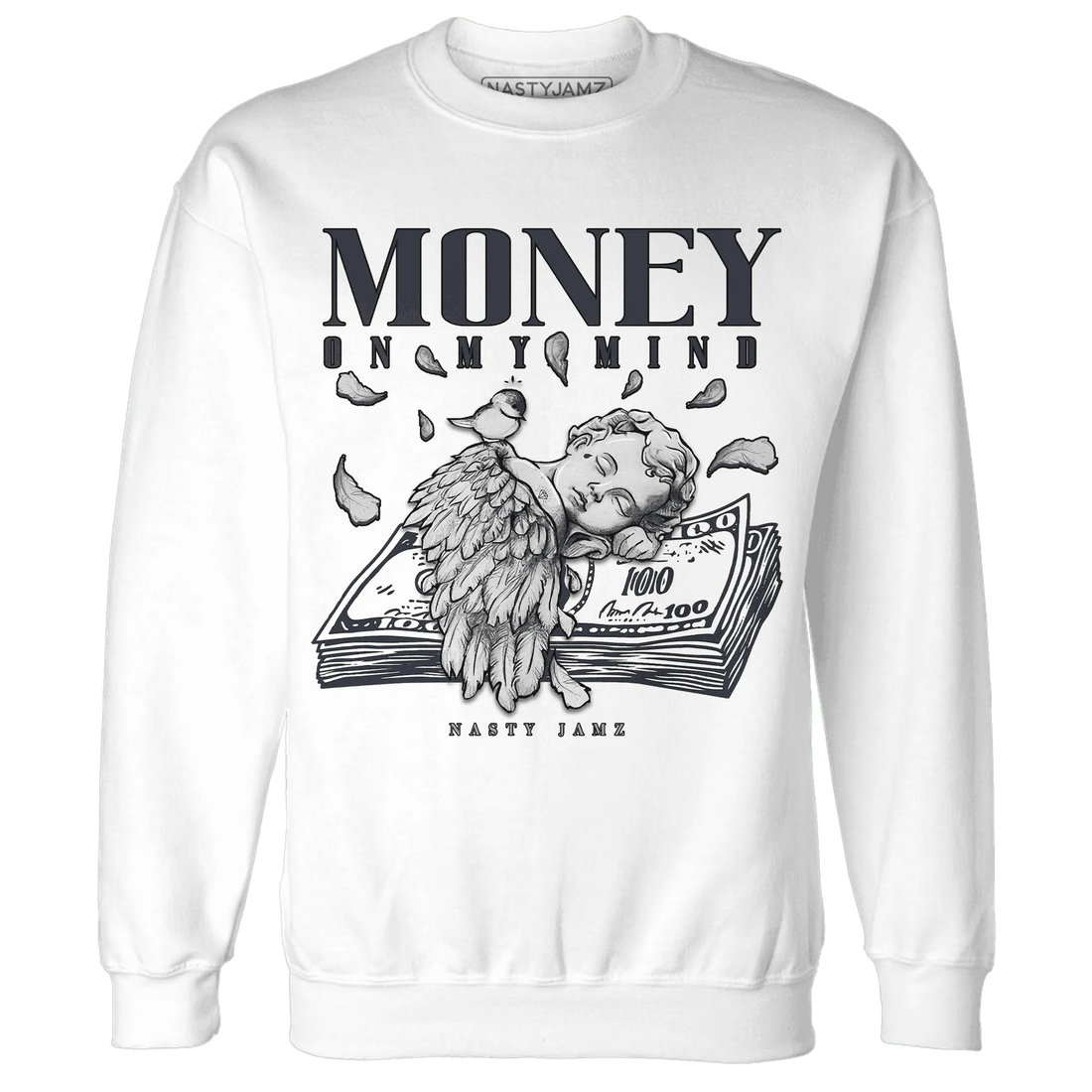 VaporMax-Plus-Midnight-Navy-White-Metallic-Silver-Sweatshirt-Match-Money-On-My-Mind-Angel