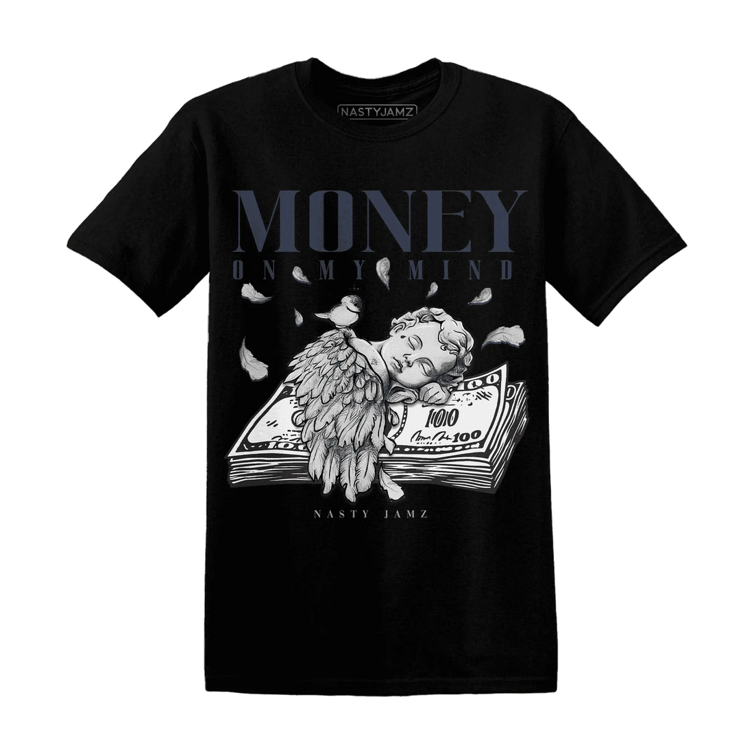 VaporMax-Plus-Midnight-Navy-White-Metallic-Silver-T-Shirt-Match-Money-On-My-Mind-Angel