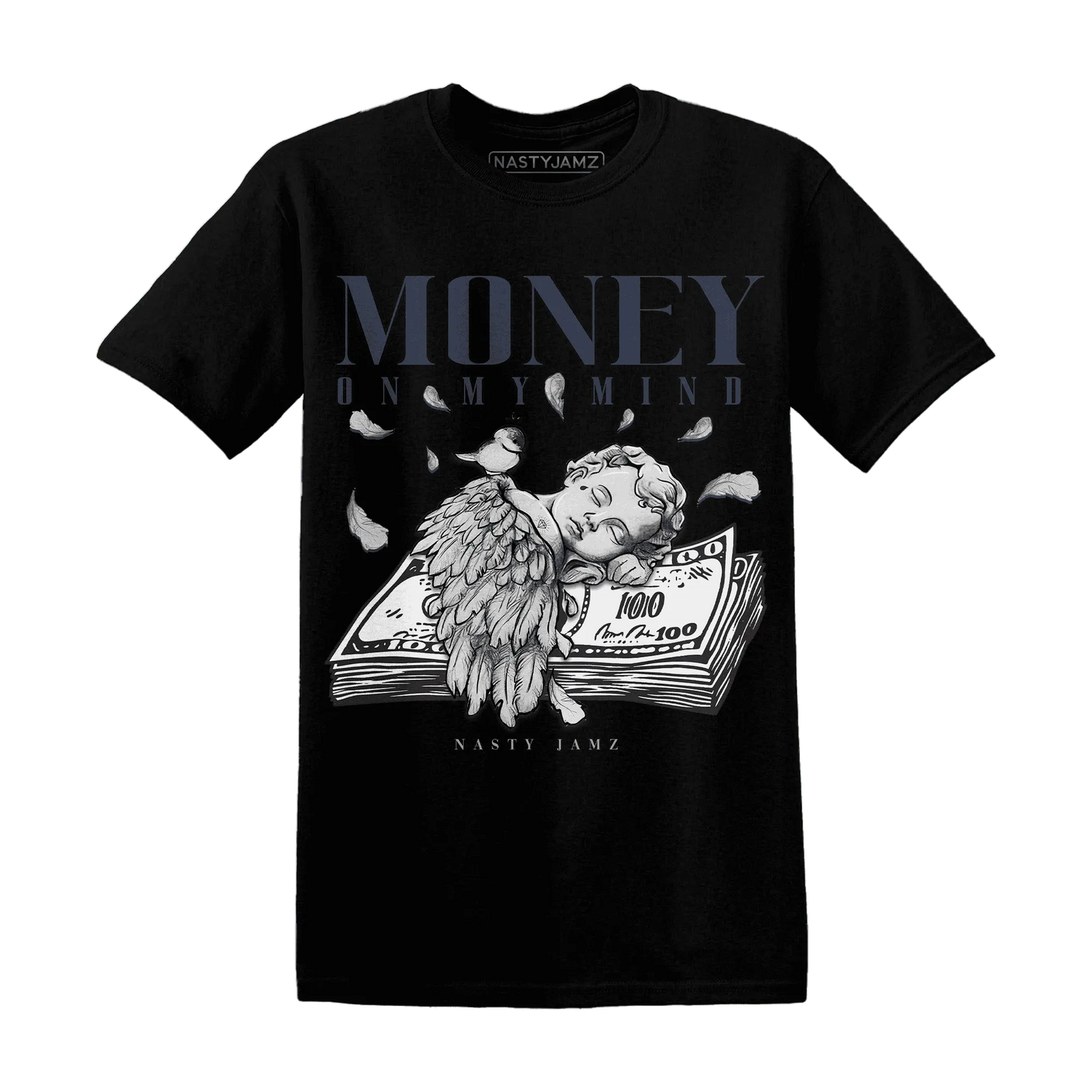 VaporMax-Plus-Midnight-Navy-White-Metallic-Silver-T-Shirt-Match-Money-On-My-Mind-Angel