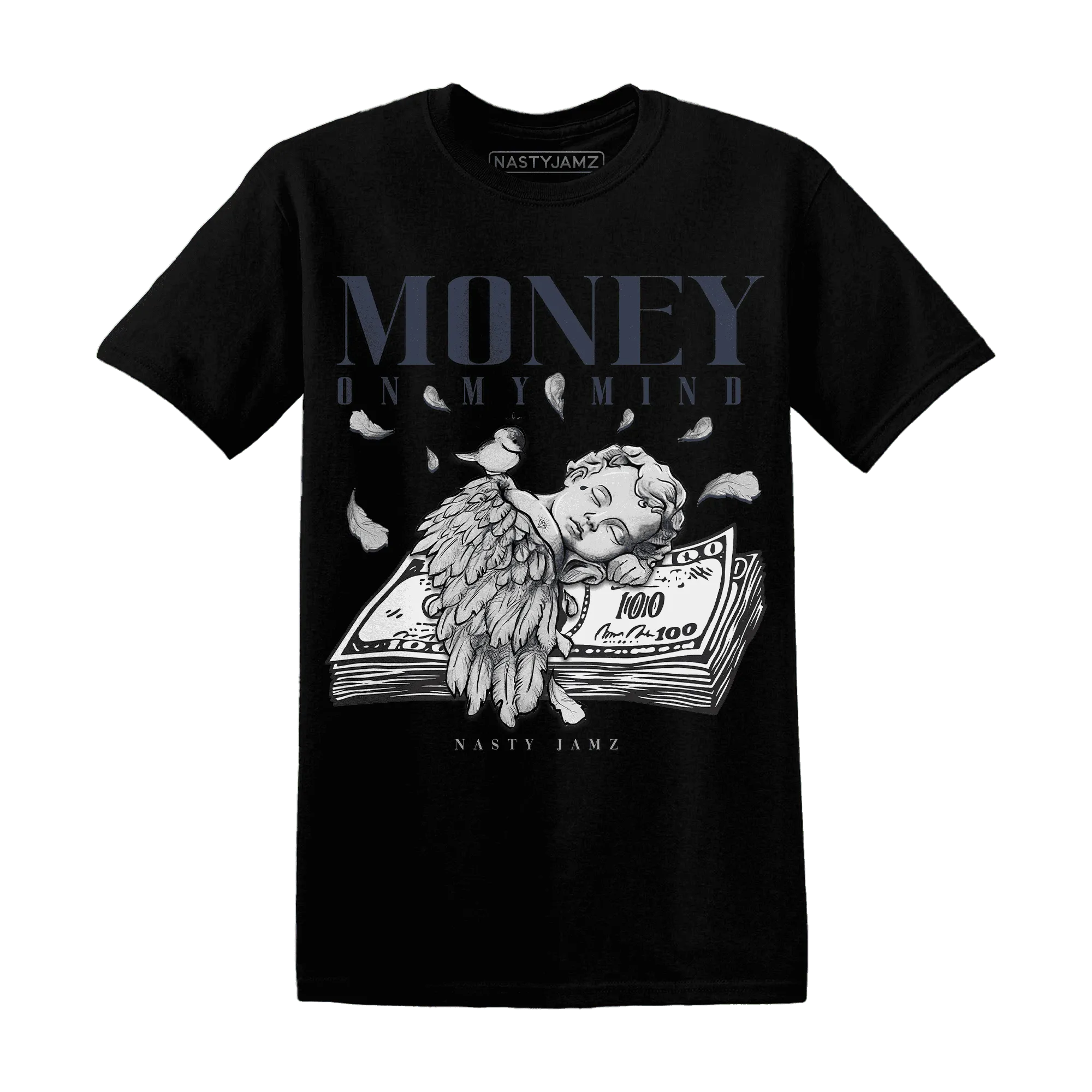 VaporMax-Plus-Midnight-Navy-White-Metallic-Silver-T-Shirt-Match-Money-On-My-Mind-Angel