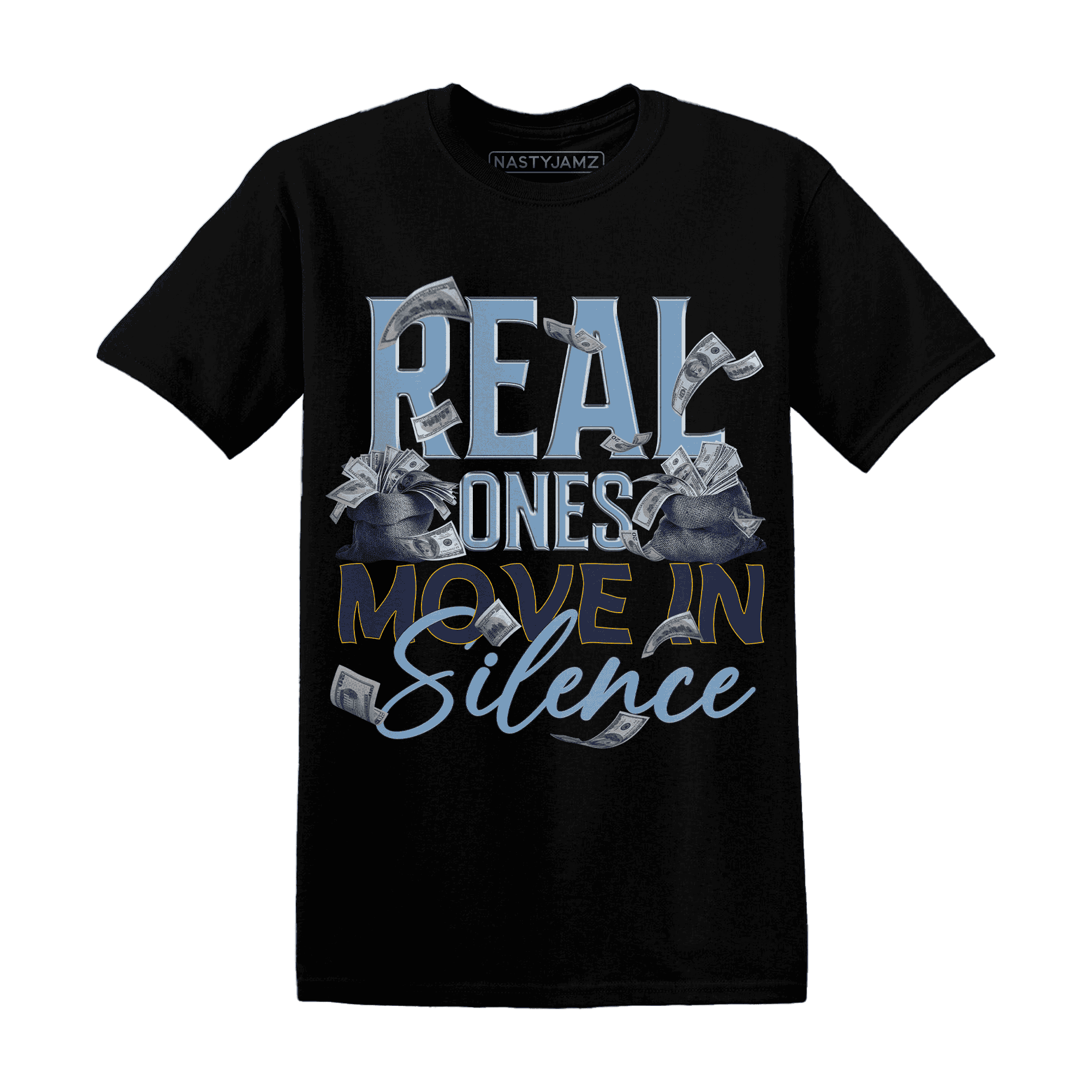 First In Flight 1s T Shirt Match Move In Silence Money - NastyJamz