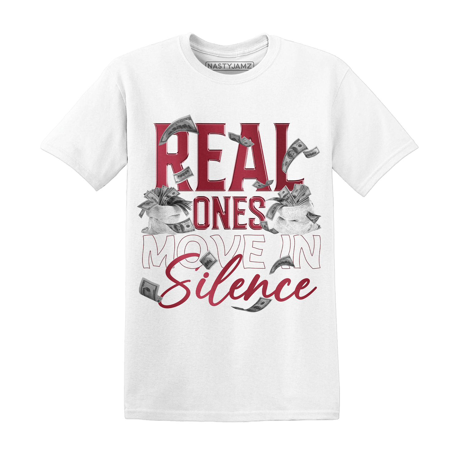 High 85 Metallic Burgundy 1s T Shirt Match Move In Silence Money - NastyJamz