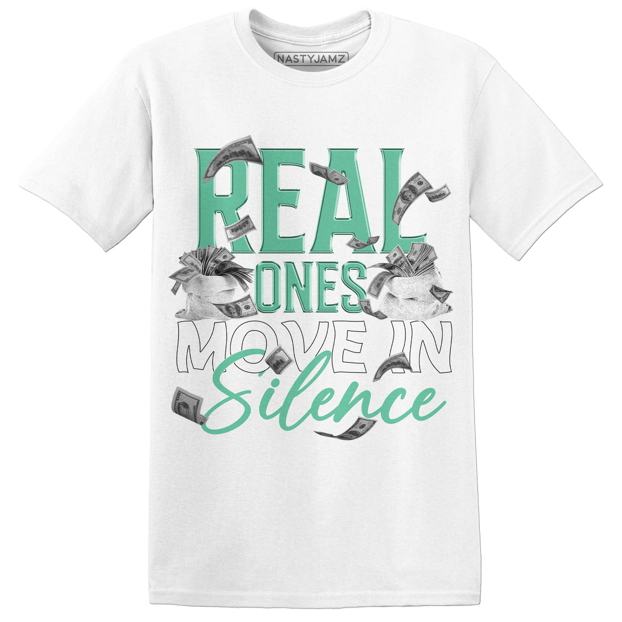High OG Green Glow 1s T Shirt Match Move In Silence Money - NastyJamz