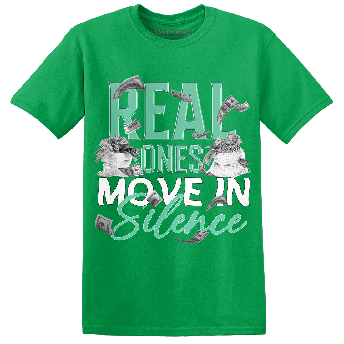 High OG Green Glow 1s T Shirt Match Move In Silence Money - NastyJamz