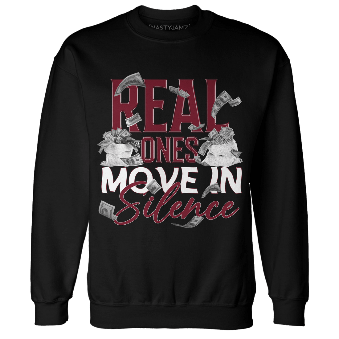 High White Team Red 1s Sweatshirt Match Move In Silence Money - NastyJamz