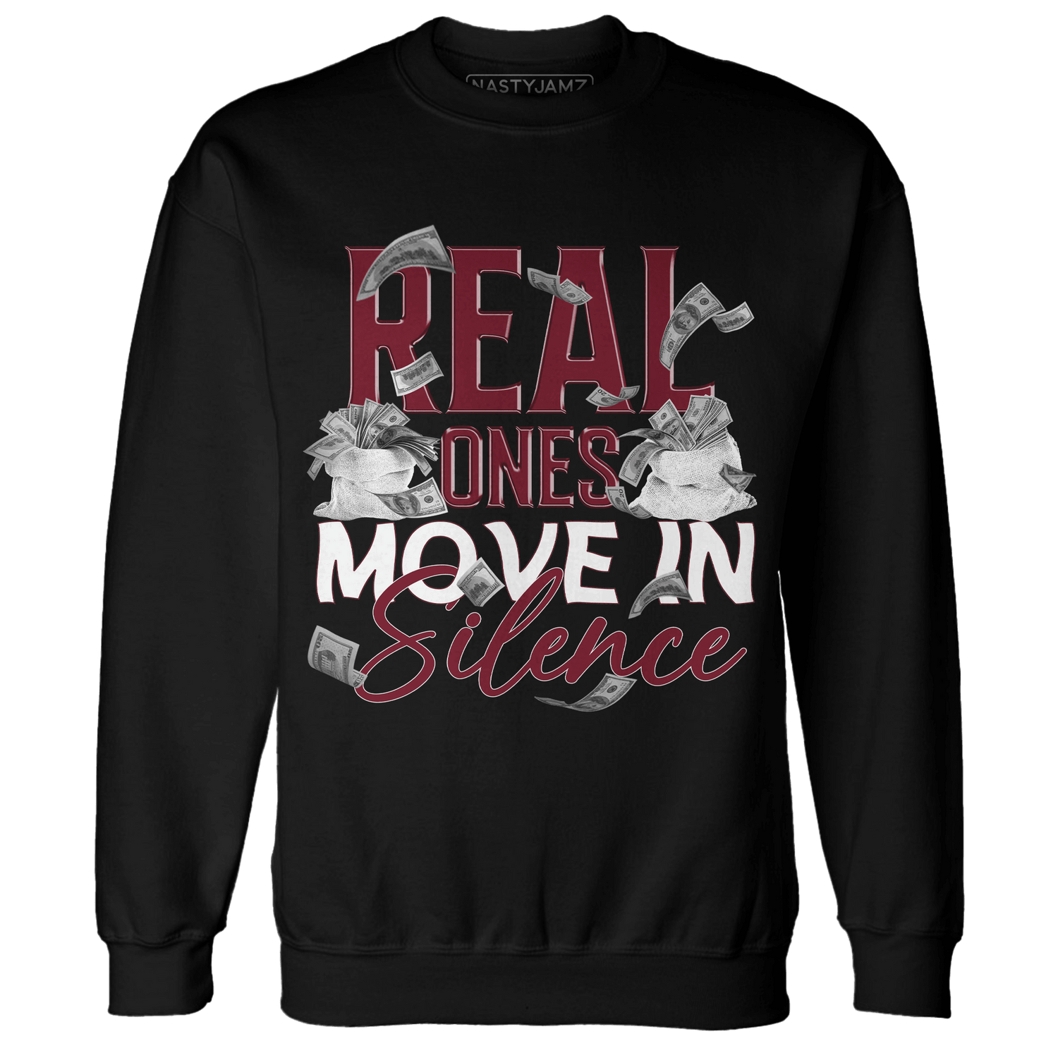 High White Team Red 1s Sweatshirt Match Move In Silence Money - NastyJamz