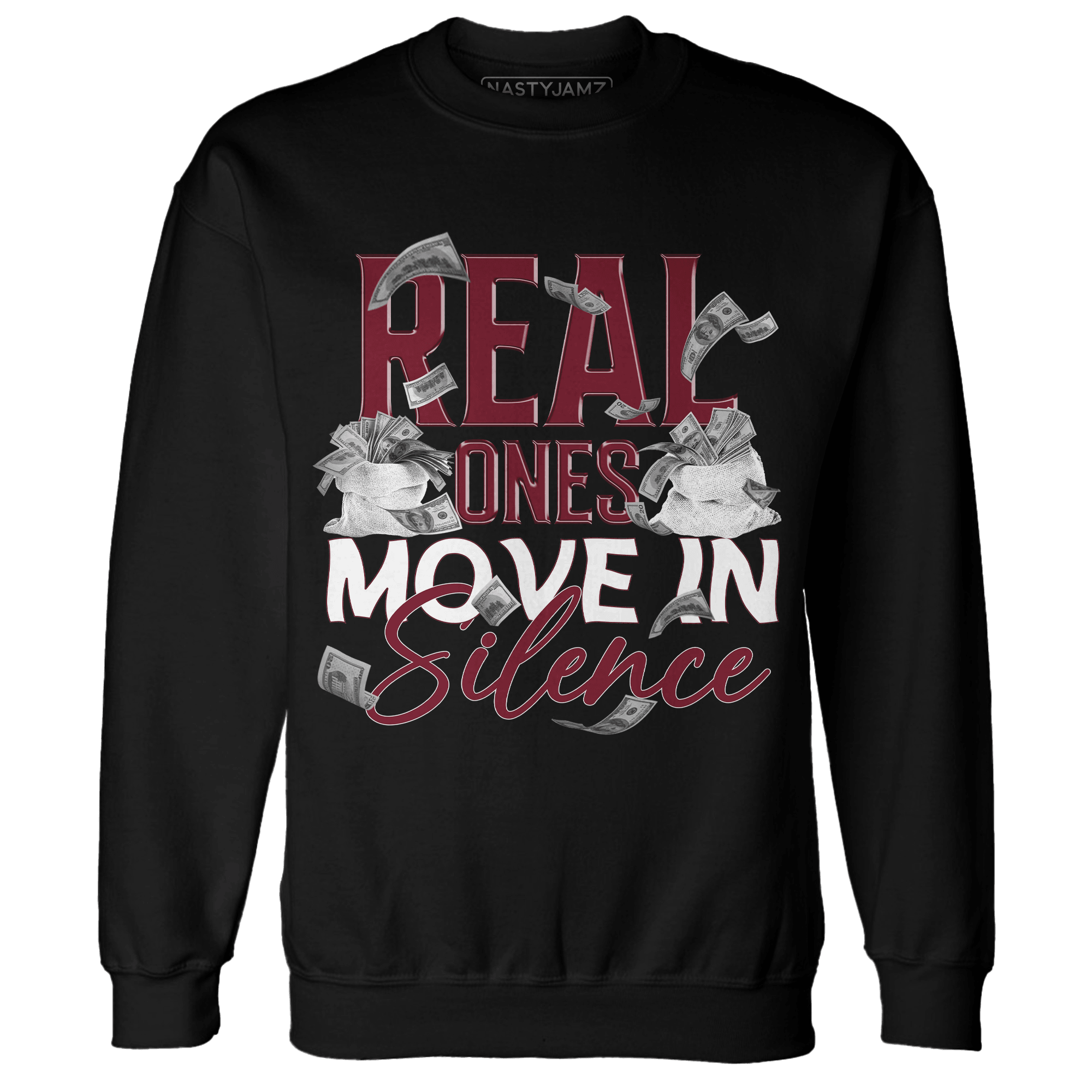 High White Team Red 1s Sweatshirt Match Move In Silence Money - NastyJamz