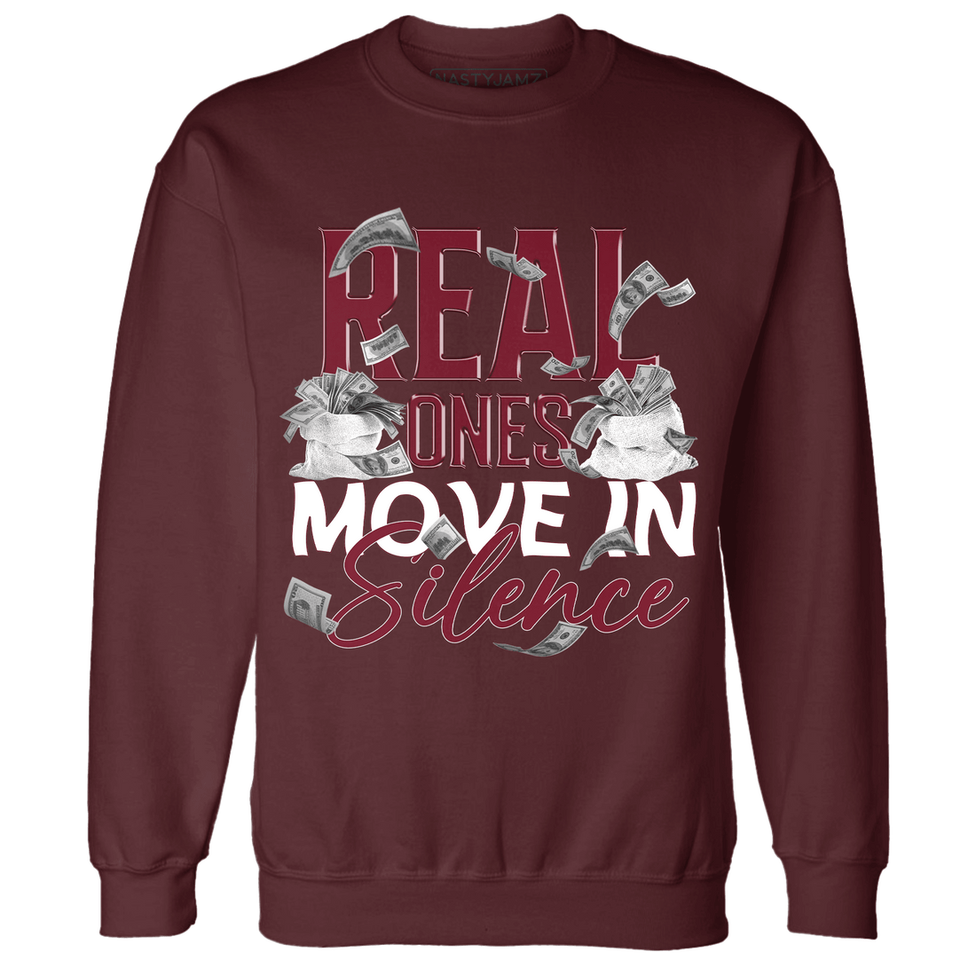 High White Team Red 1s Sweatshirt Match Move In Silence Money - NastyJamz