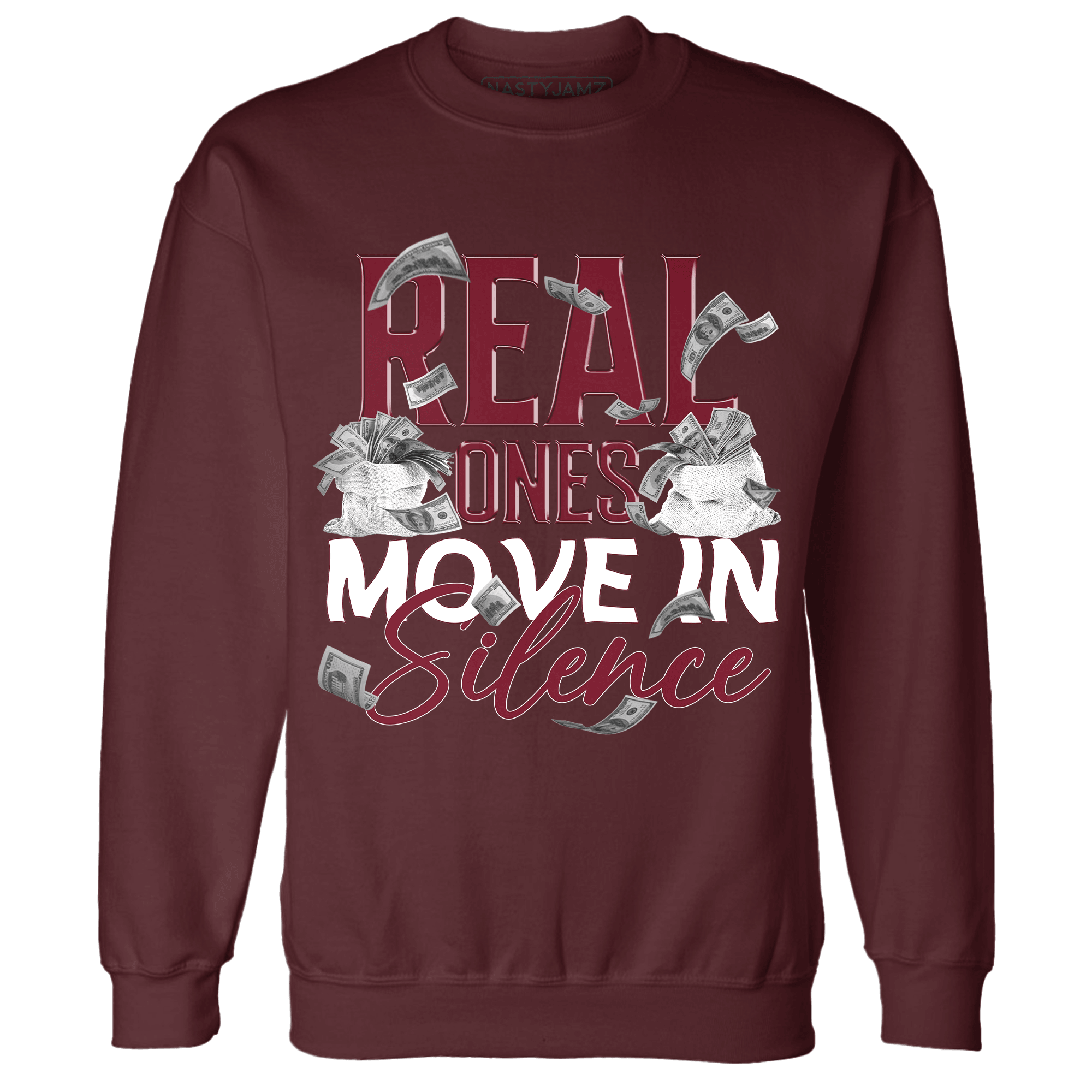 High White Team Red 1s Sweatshirt Match Move In Silence Money - NastyJamz