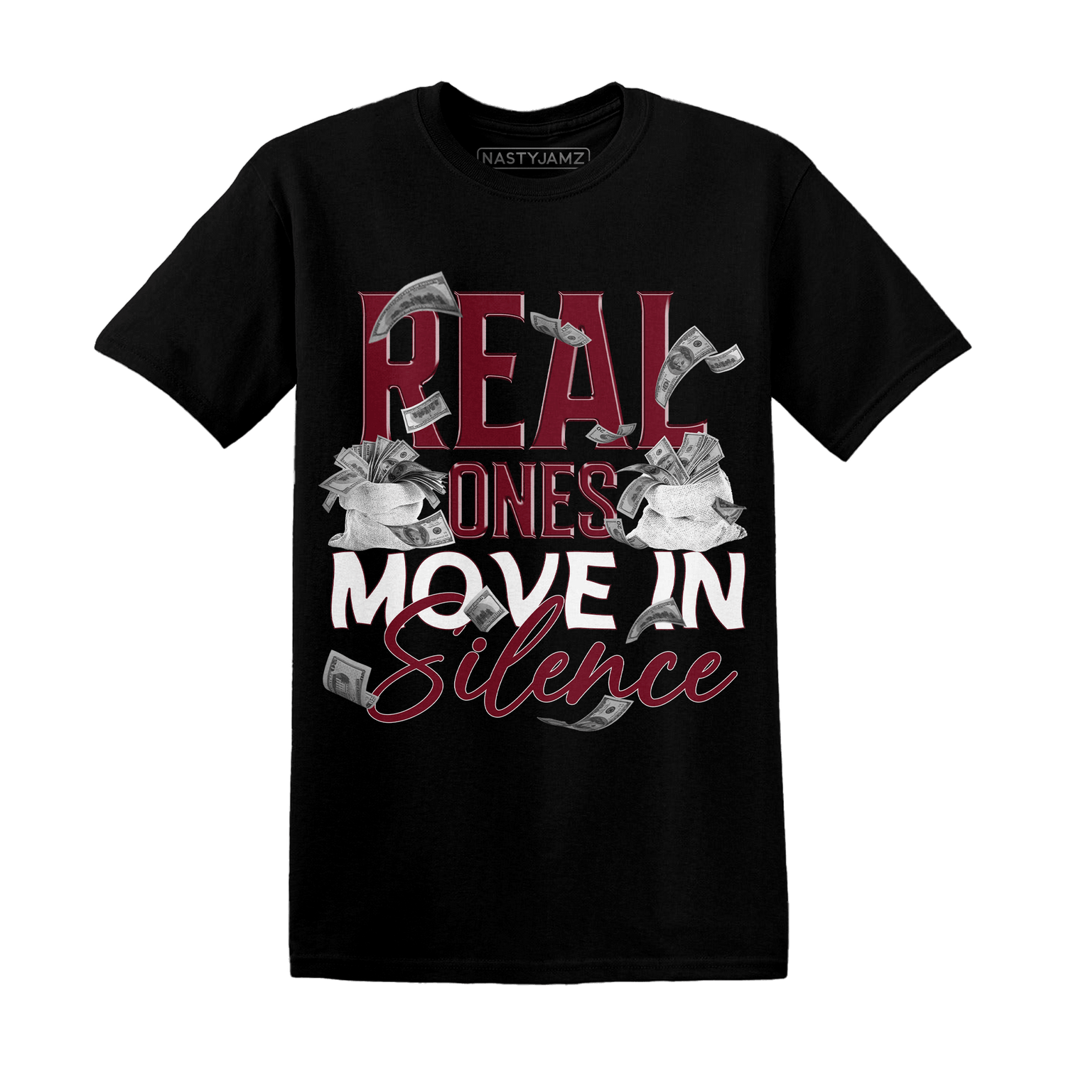 High White Team Red 1s T Shirt Match Move In Silence Money - NastyJamz
