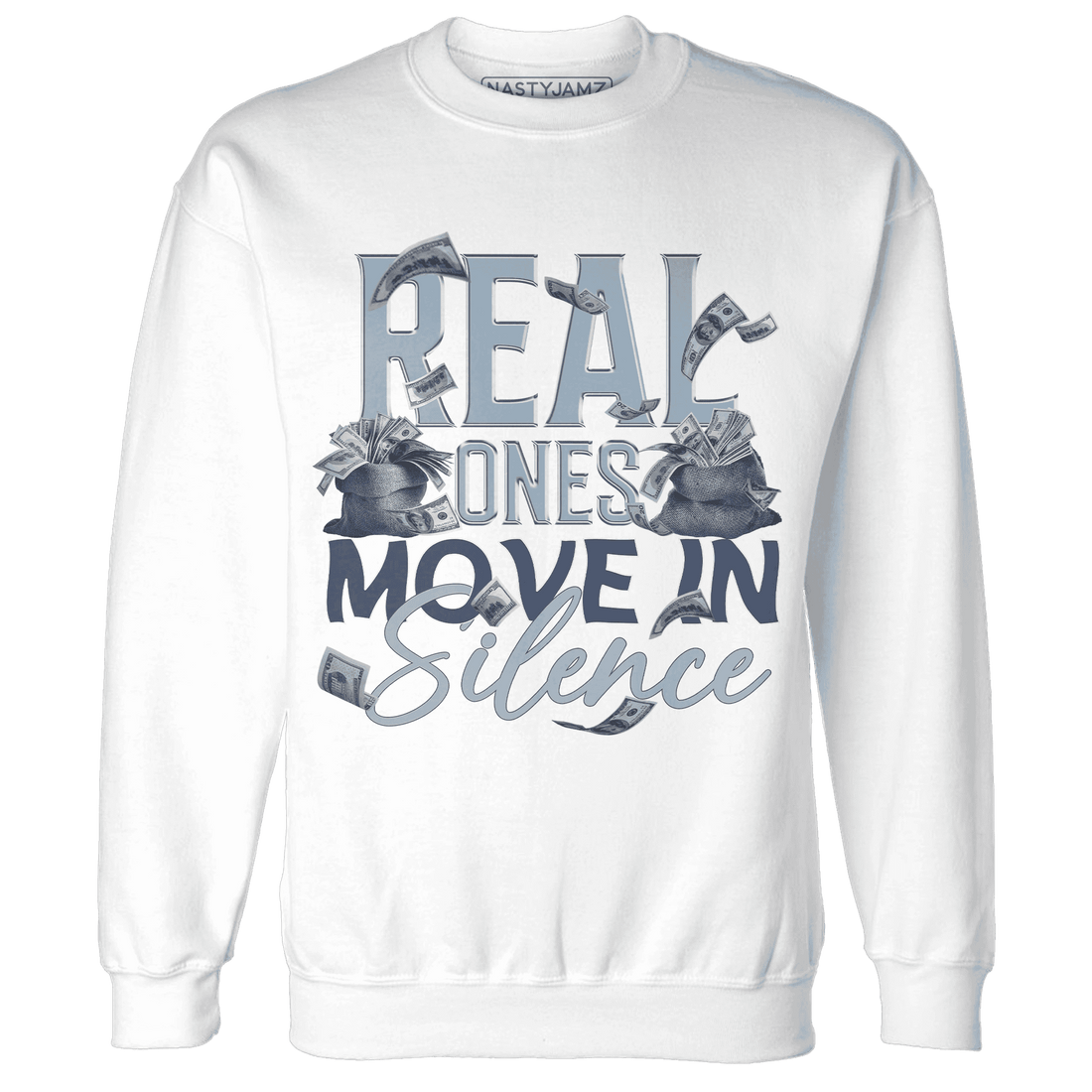 Mid Diffused Blue Grey 1s Sweatshirt Match Move In Silence Money - NastyJamz