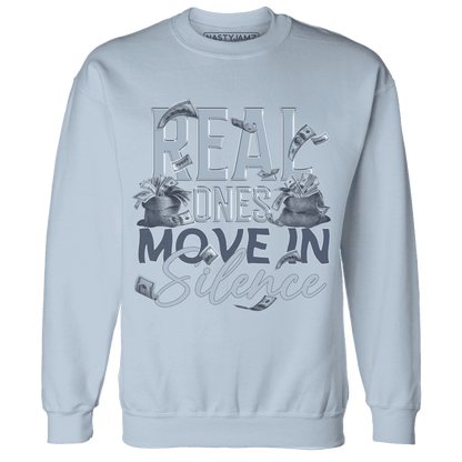 Mid Diffused Blue Grey 1s Sweatshirt Match Move In Silence Money - NastyJamz