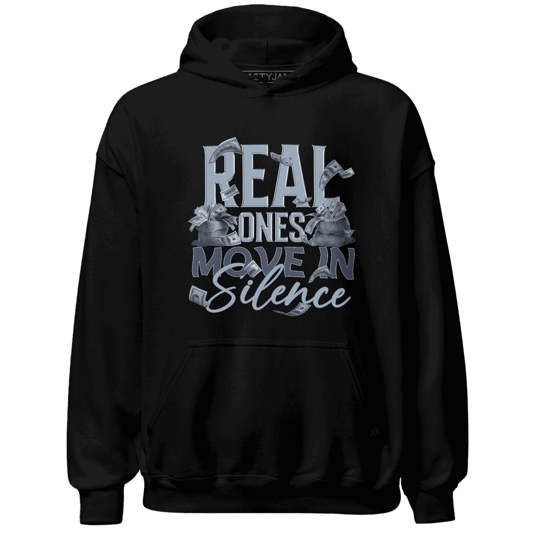 Mid Diffused Blue Grey 1s Hoodie Match Move In Silence Money - NastyJamz