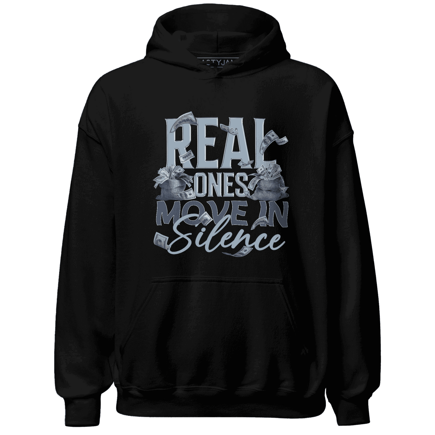 Mid Diffused Blue Grey 1s Hoodie Match Move In Silence Money - NastyJamz