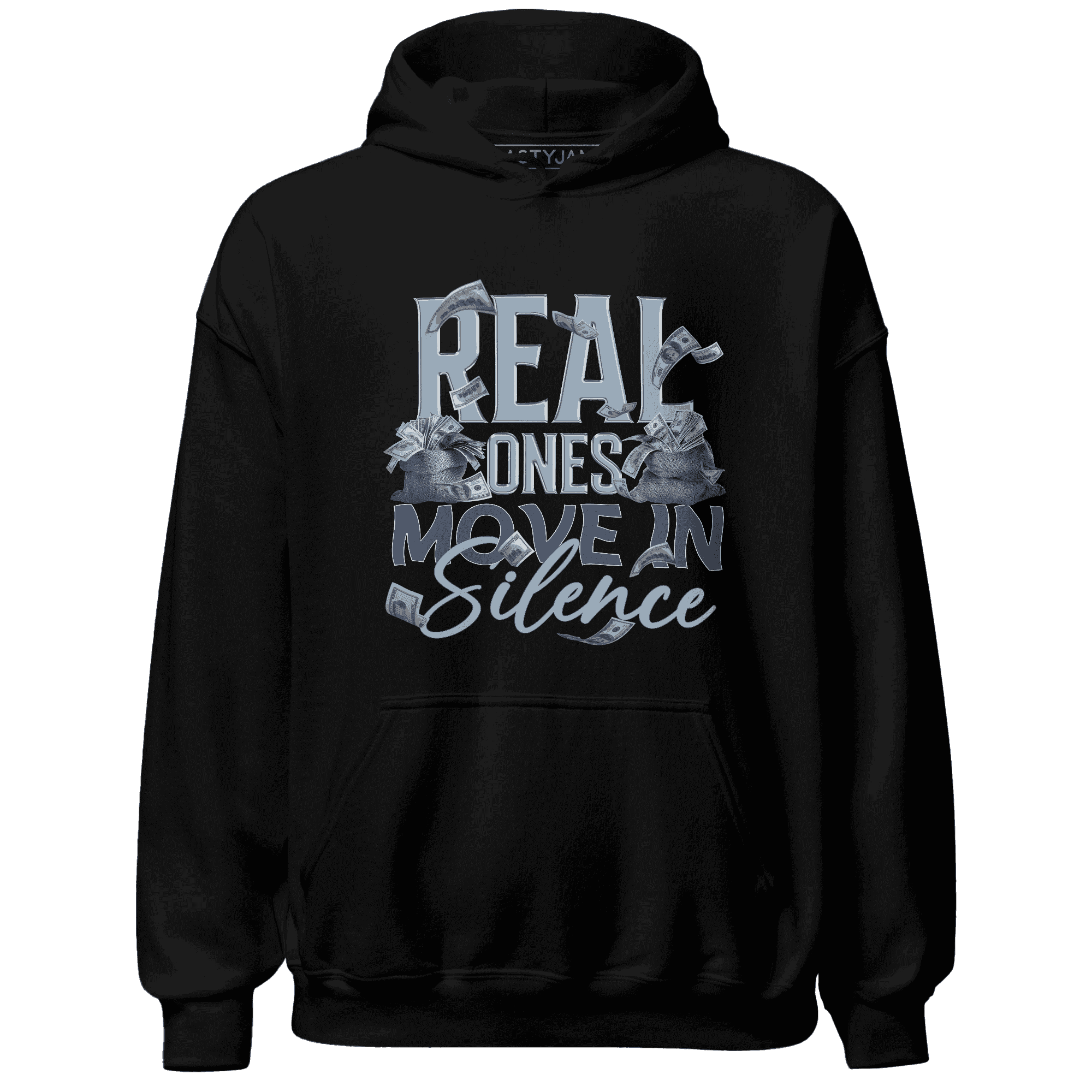 Mid Diffused Blue Grey 1s Hoodie Match Move In Silence Money - NastyJamz